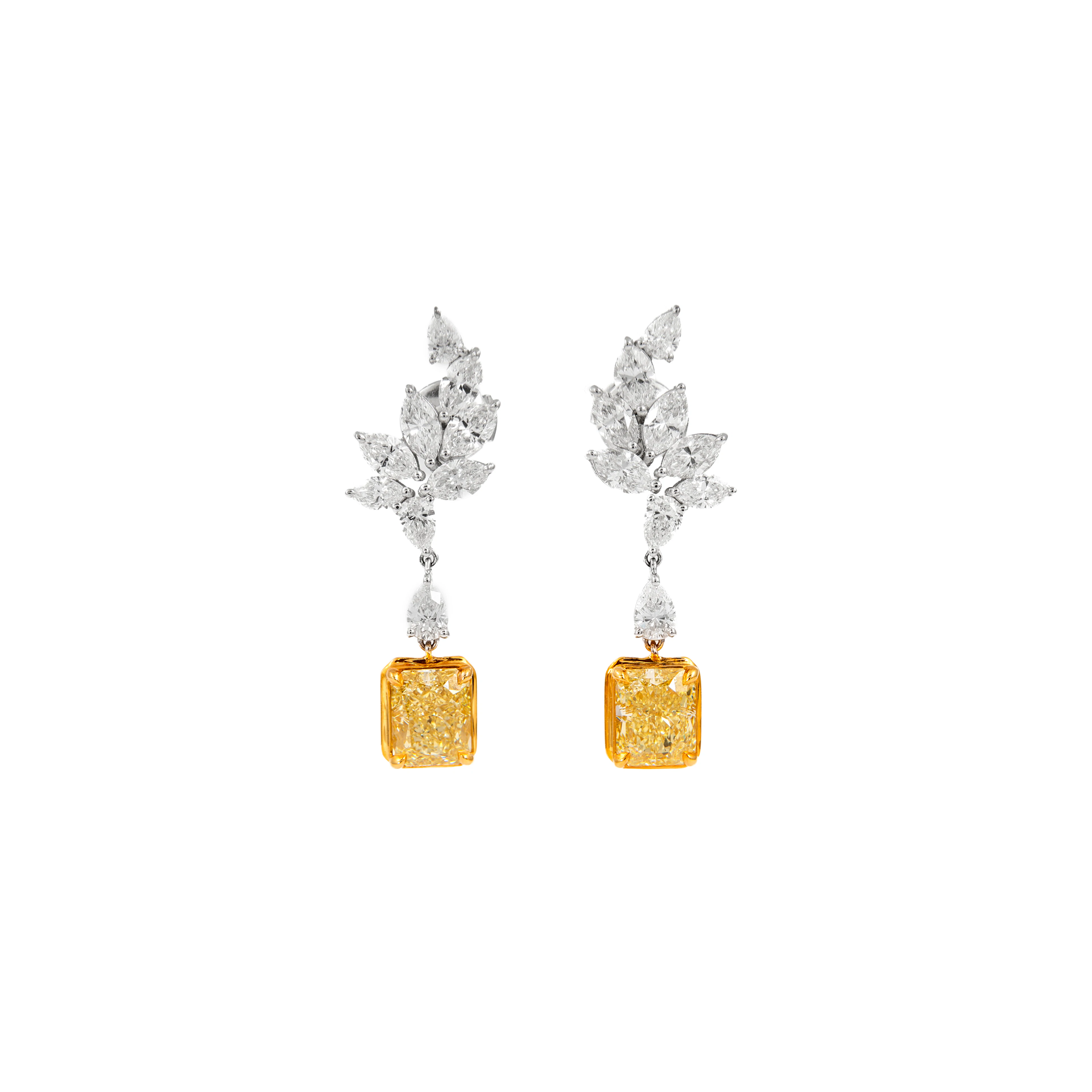 White Gold, Gold, 4.56ct Radiant Cut Fancy Yellow Diamond and Diamond