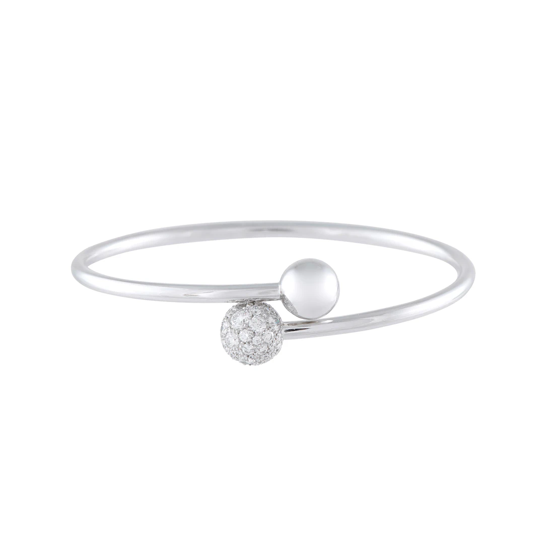 White Gold and Diamond Ball Bypass HardWear Bracelet
