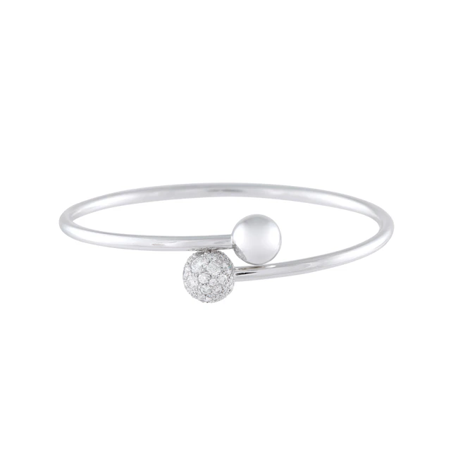 White Gold and Diamond Ball Bypass HardWear Bracelet
