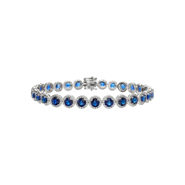 White Gold, 8.70ctw Sapphire and Diamond Tennis Bracelet