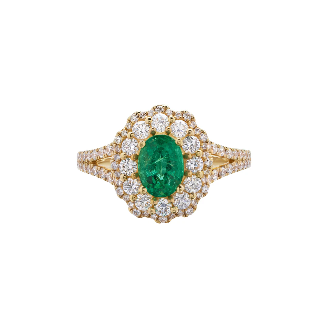 Gold, 0.85ct Emerald and Diamond Ring