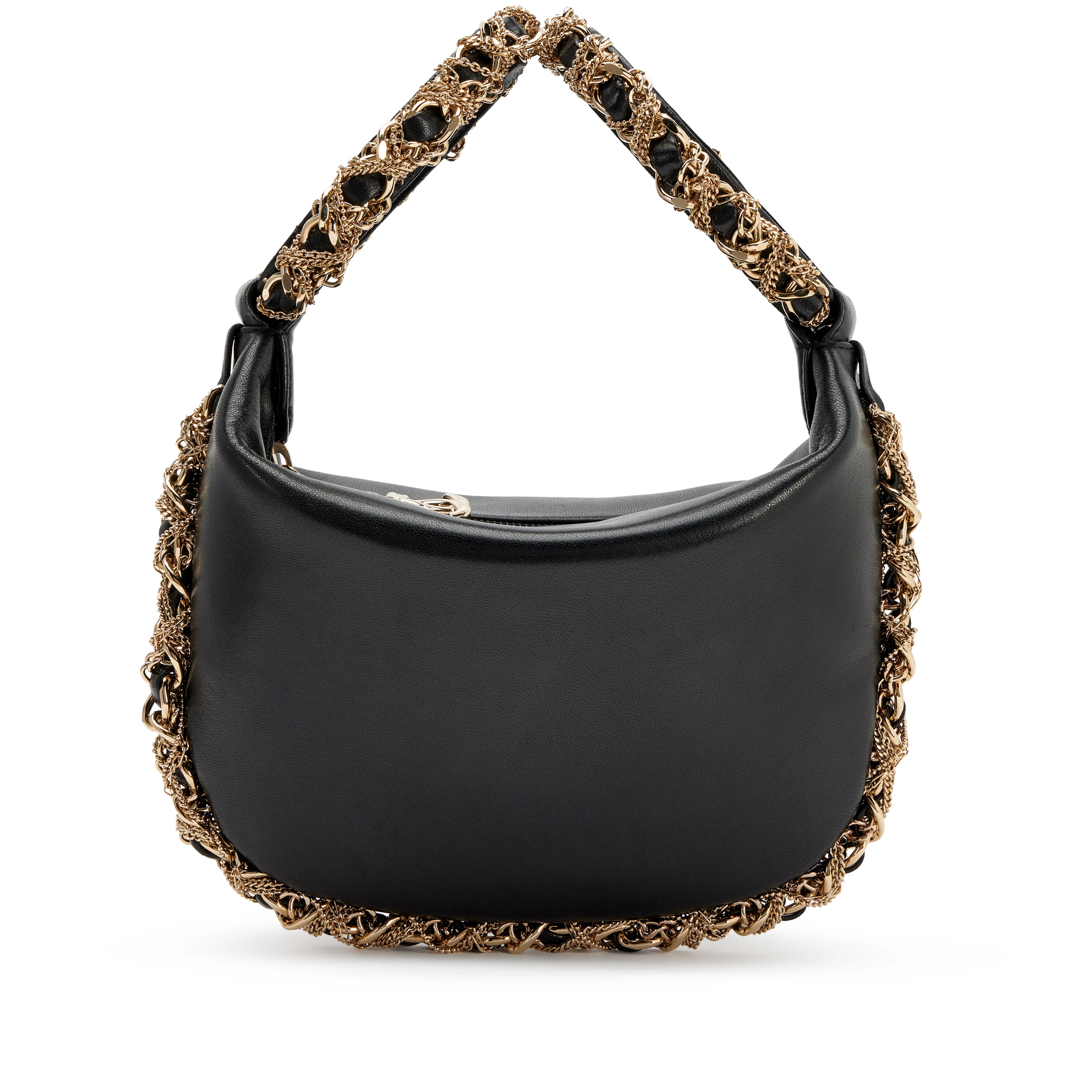 Black Lambskin Twisted Chain Around Mini Hobo Clutch Gold Hardware, 2013