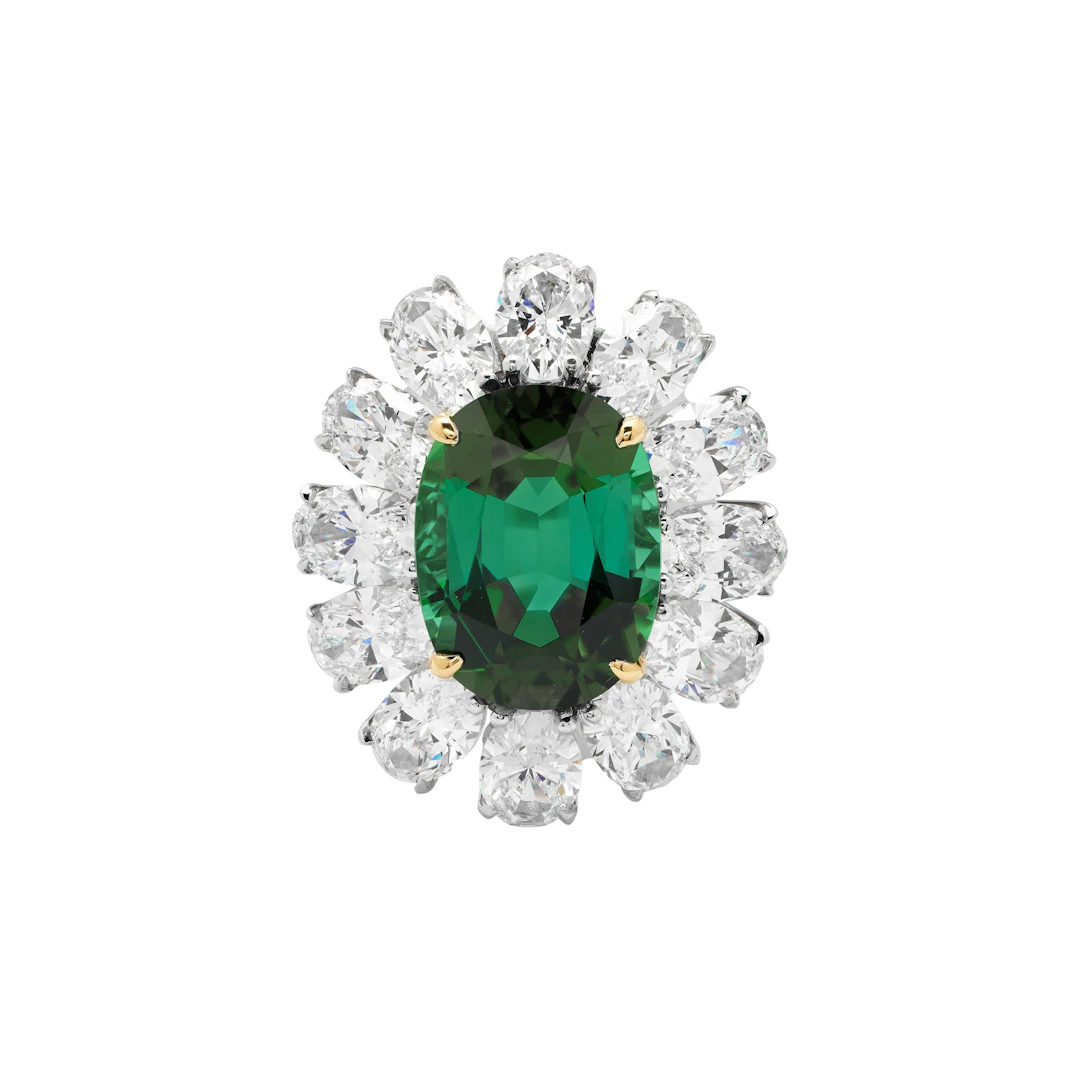 Platinum, 6.45ct Tourmaline and Diamond Ring