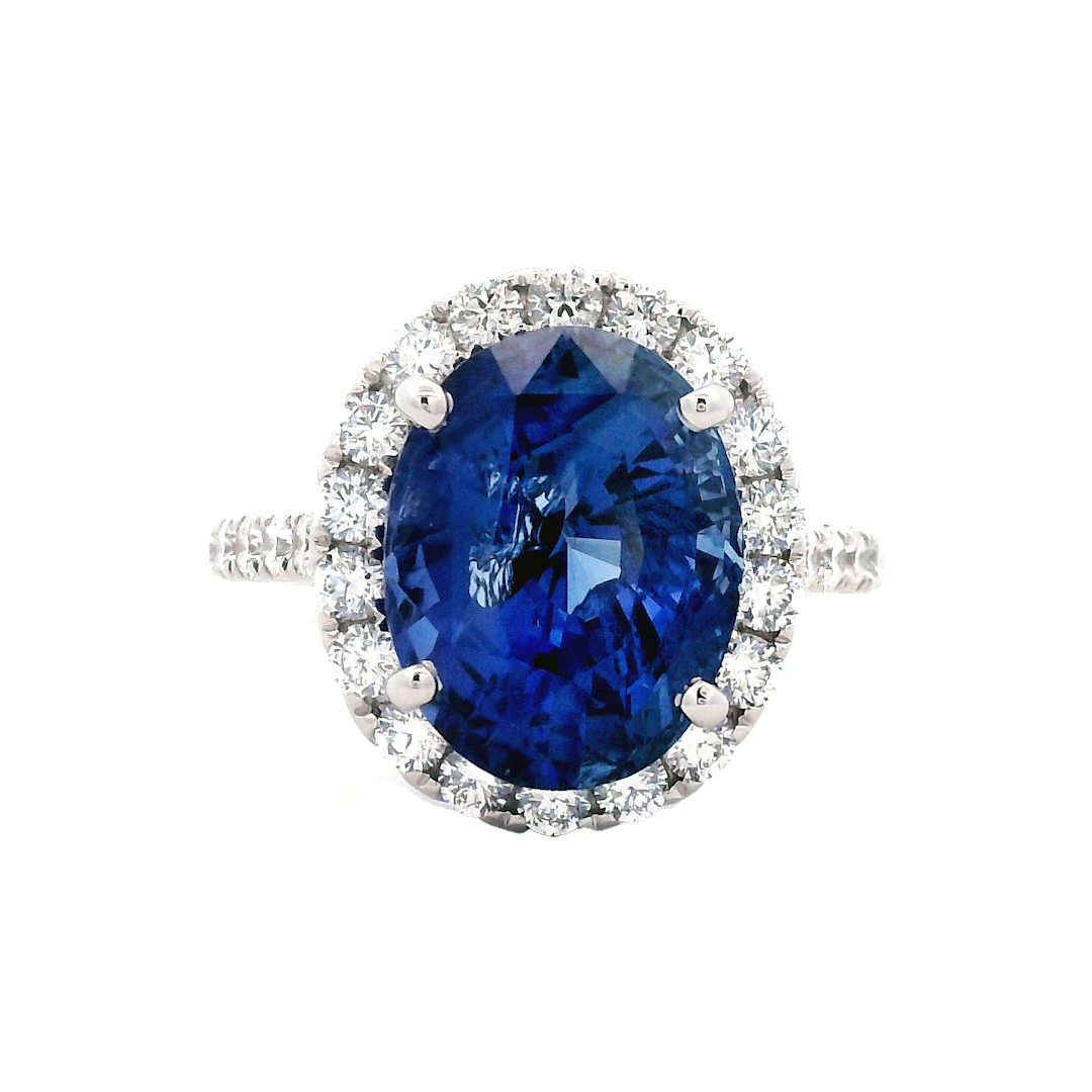 White Gold, 7.31ct Ceylon Sapphire and Diamond Ring