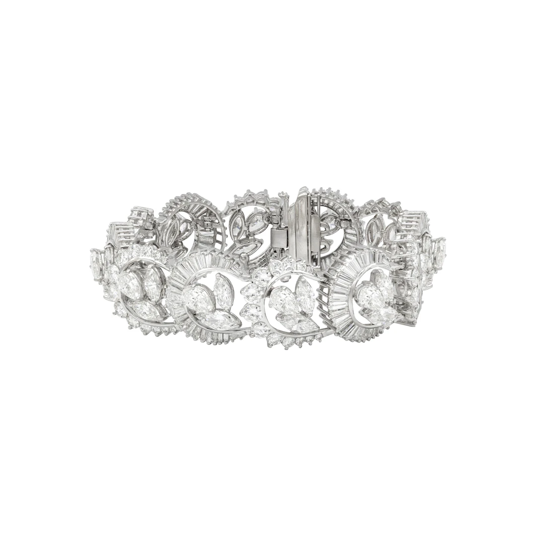 Platinum and Fancy Cut Diamond Bracelet