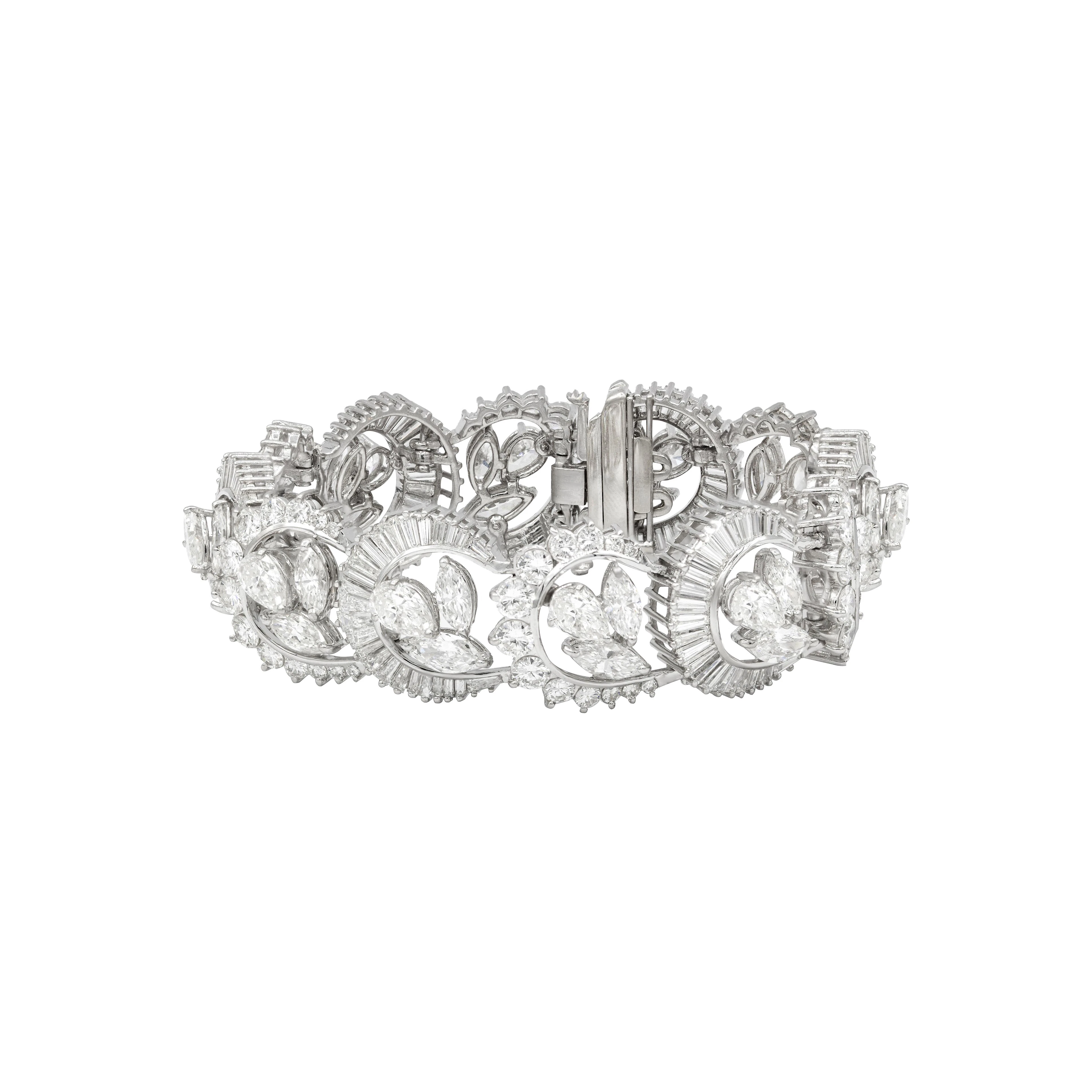 Platinum and Fancy Cut Diamond Bracelet