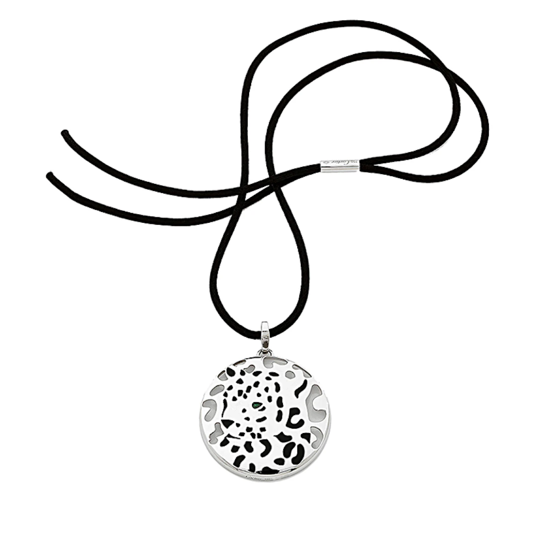 White Gold and Tsavorite Panthère Pendant Necklace