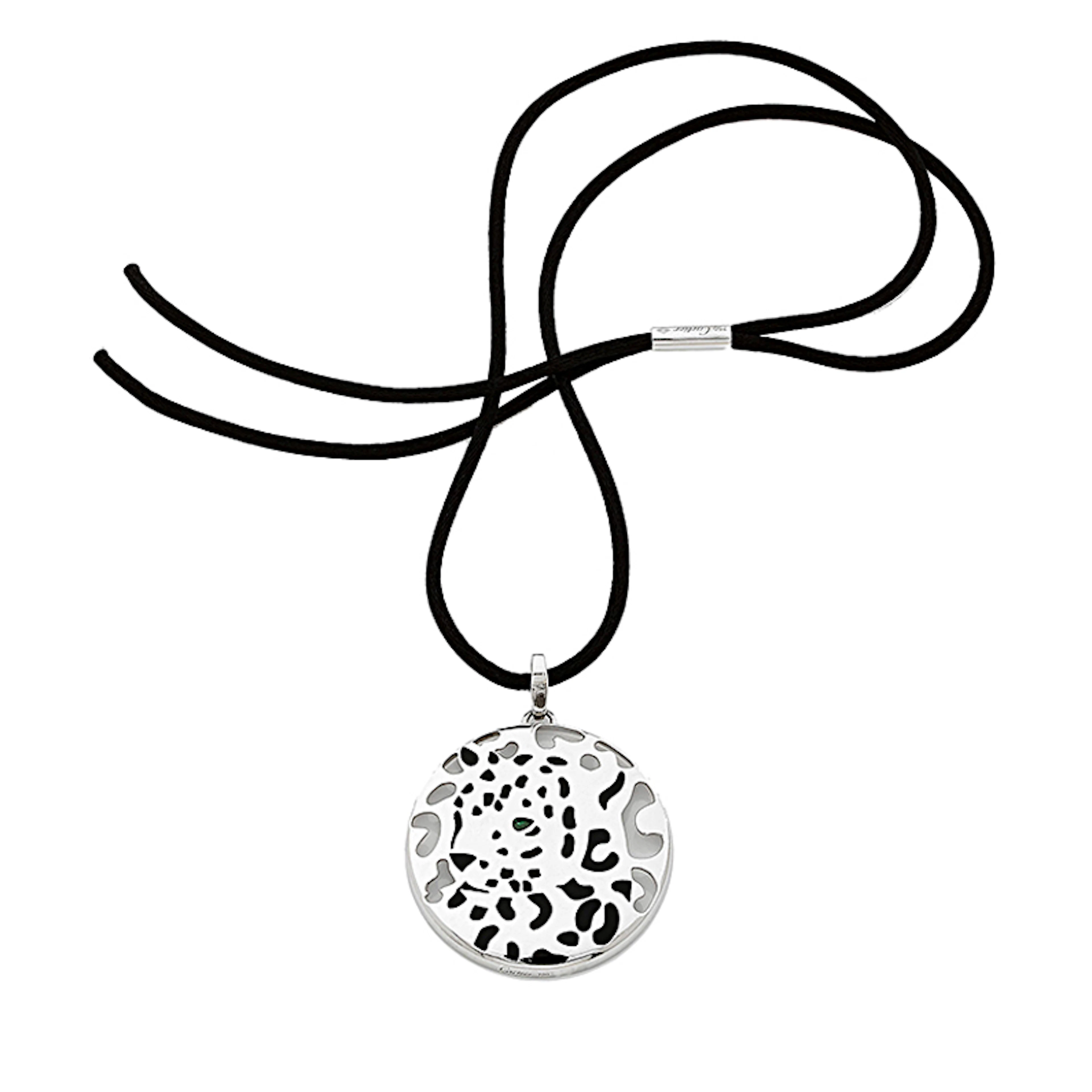 White Gold and Tsavorite Panthère Pendant Necklace
