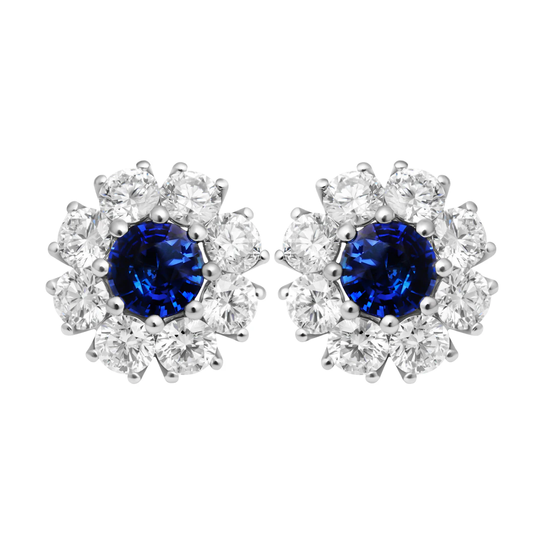 Platinum, 1.05ctw Sapphire and Diamond Stud Earrings
