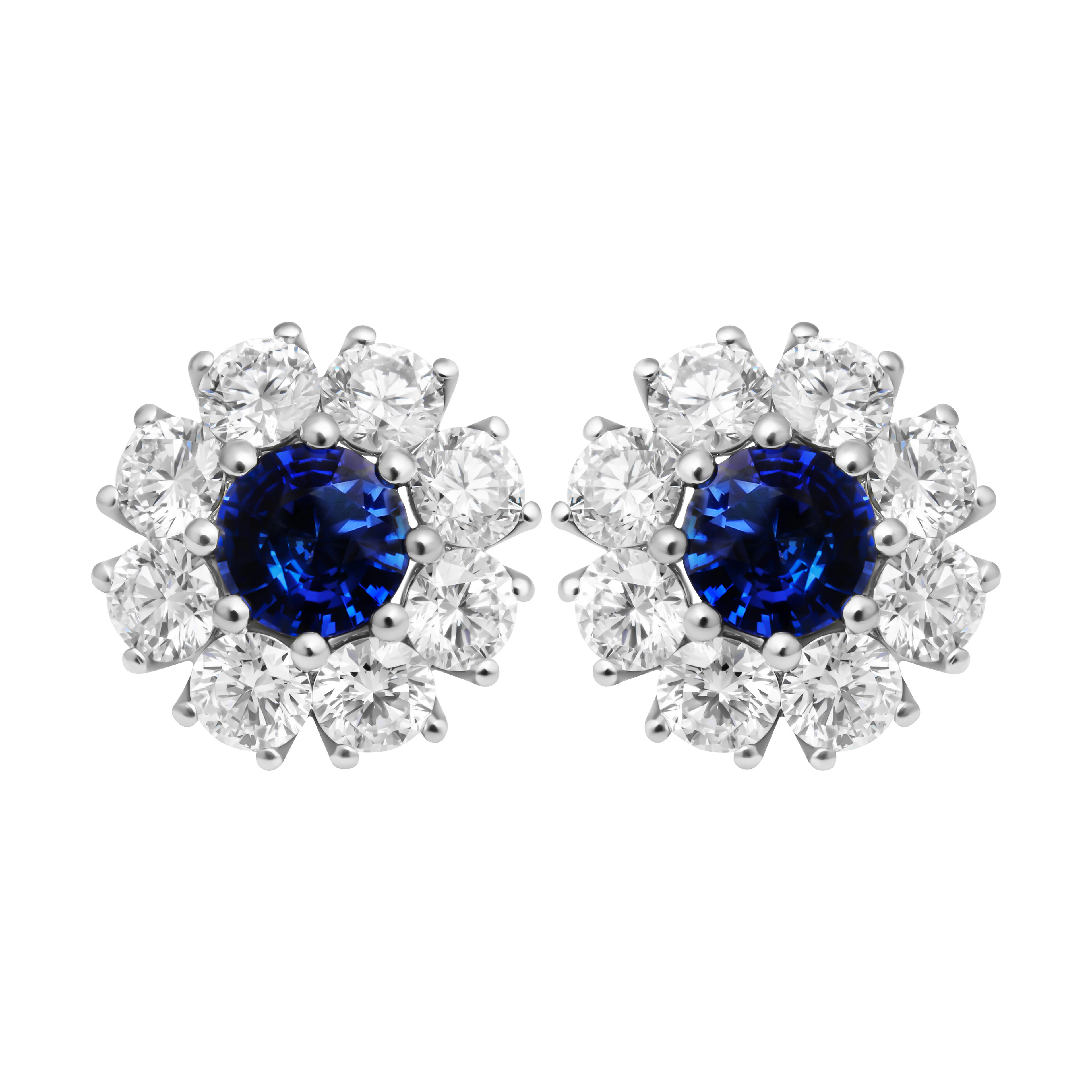 Platinum, 1.05ctw Sapphire and Diamond Stud Earrings