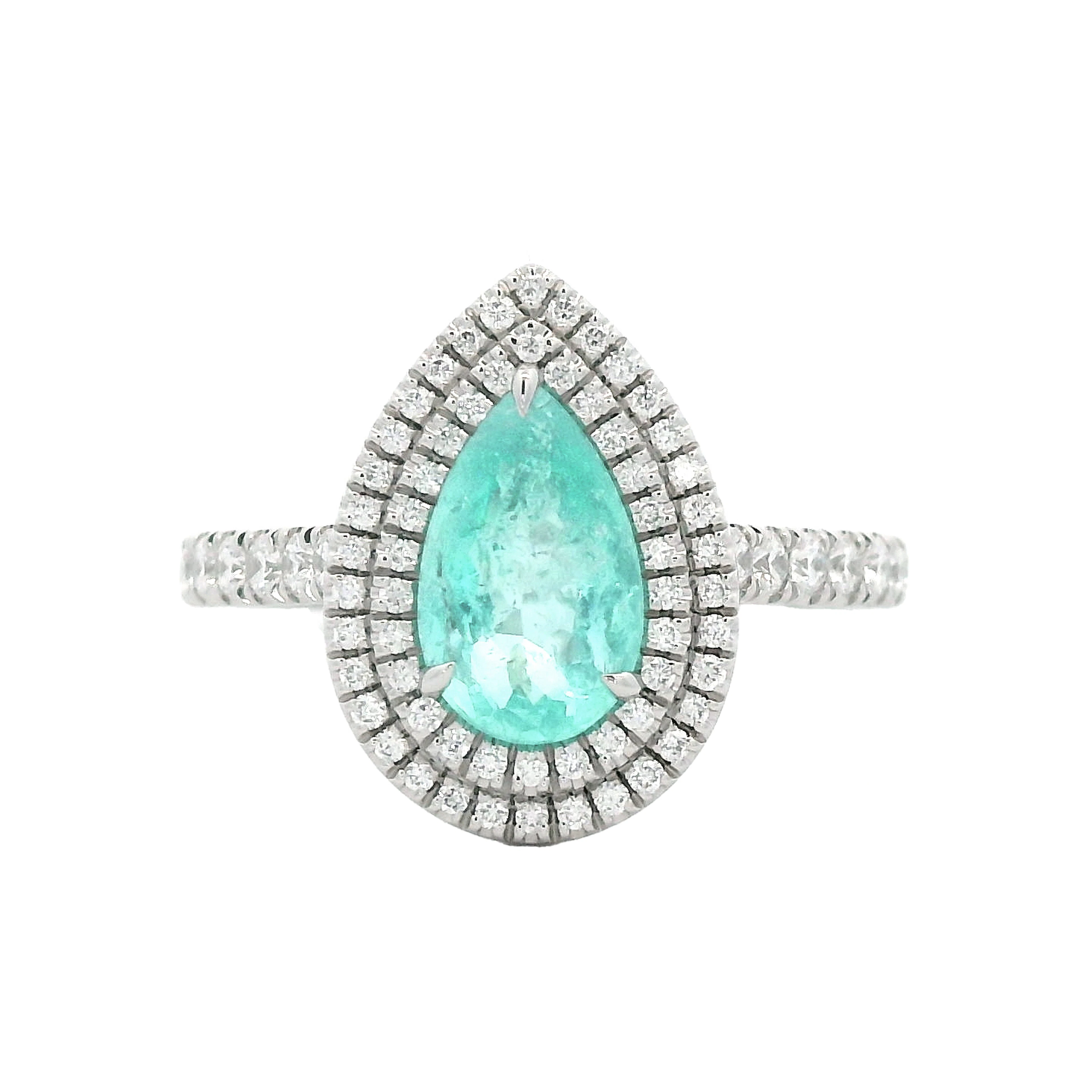 Platinum, 1.16ct Paraíba-Type Tourmaline and Diamond Ring
