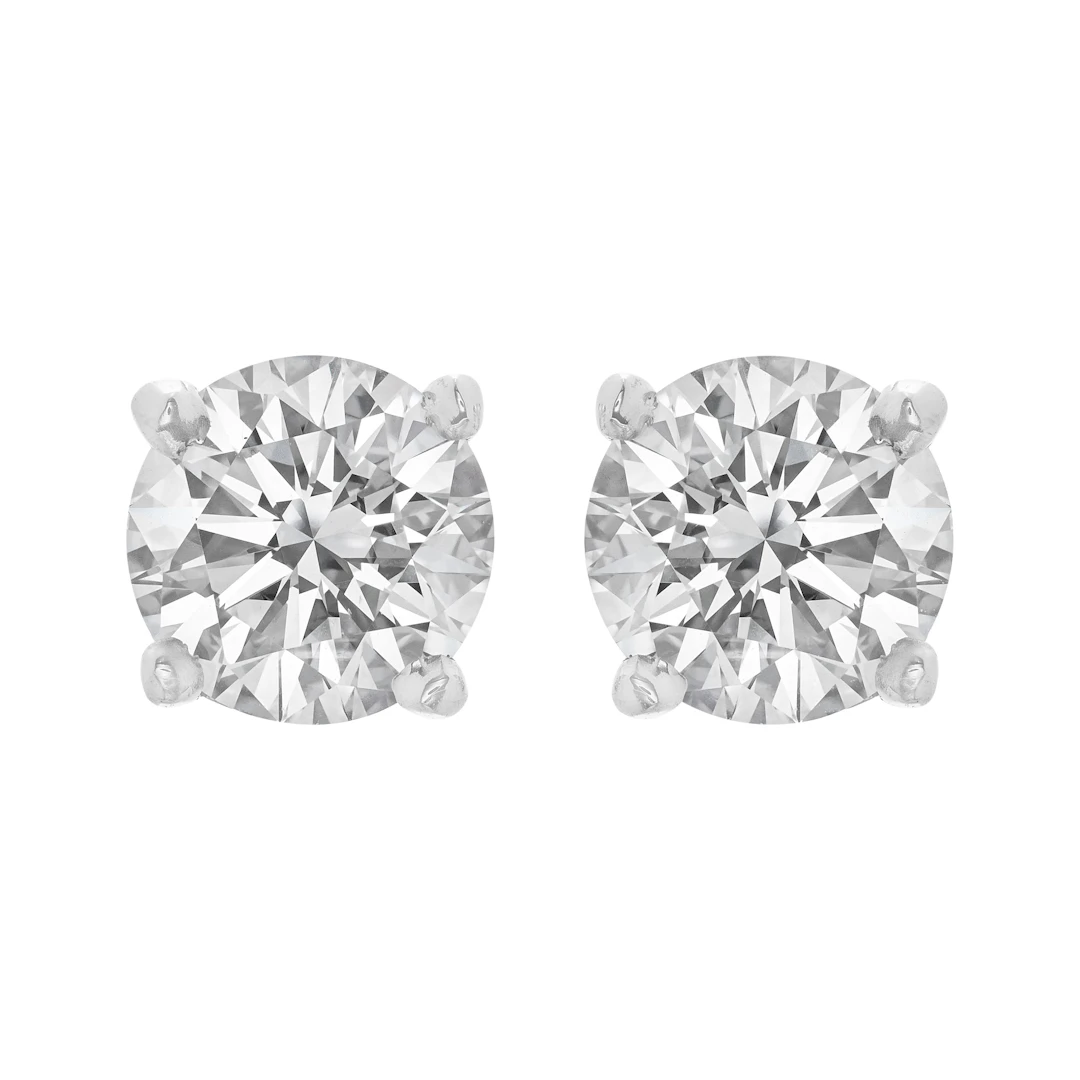 Platinum and 2.65ctw Round Brilliant Cut Diamond Stud Earrings