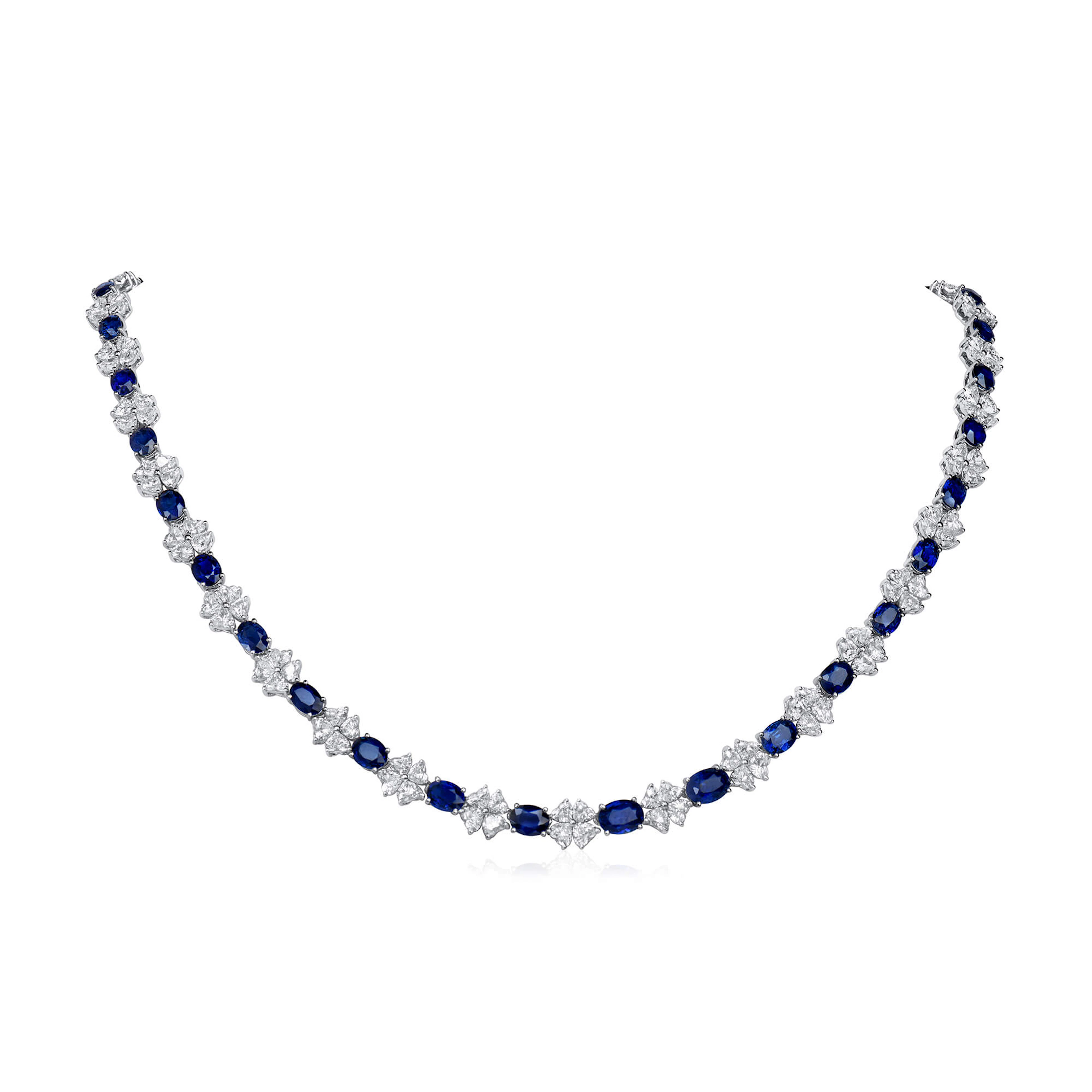 White Gold, Burmese Sapphire and Diamond Collar Necklace