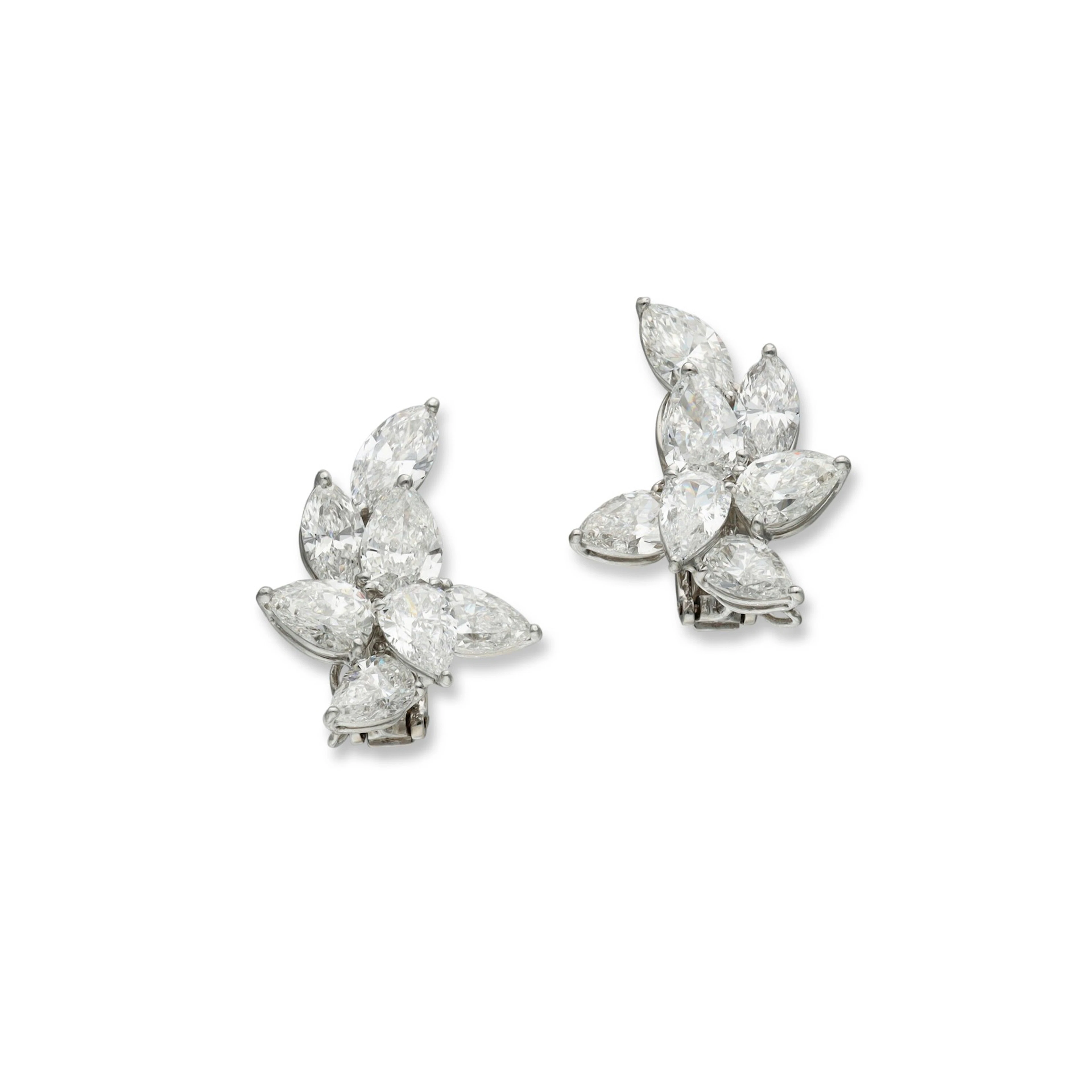Platinum and 11.60ctw Diamond Cluster Earrings