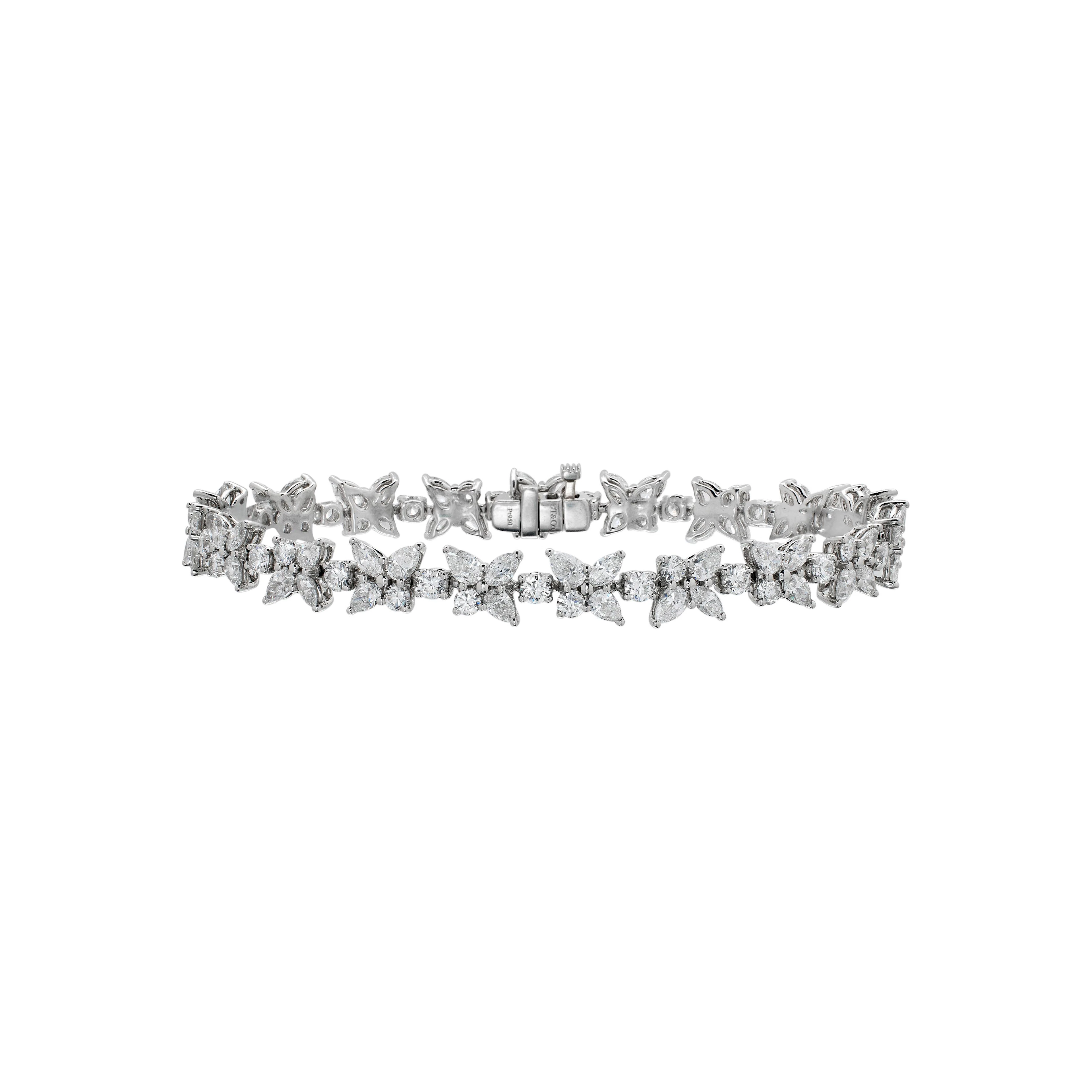 Platinum and 6.25ctw Fancy Cut Diamond Mixed Cluster Victoria Bracelet