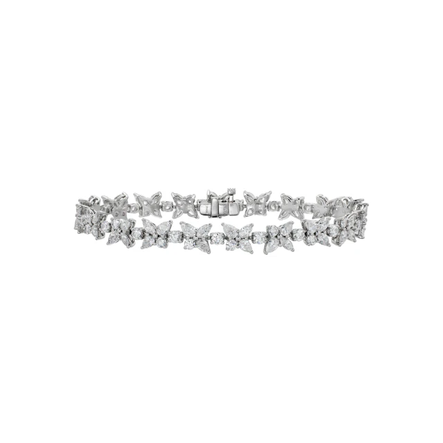 Platinum and 6.25ctw Fancy Cut Diamond Mixed Cluster Victoria Bracelet