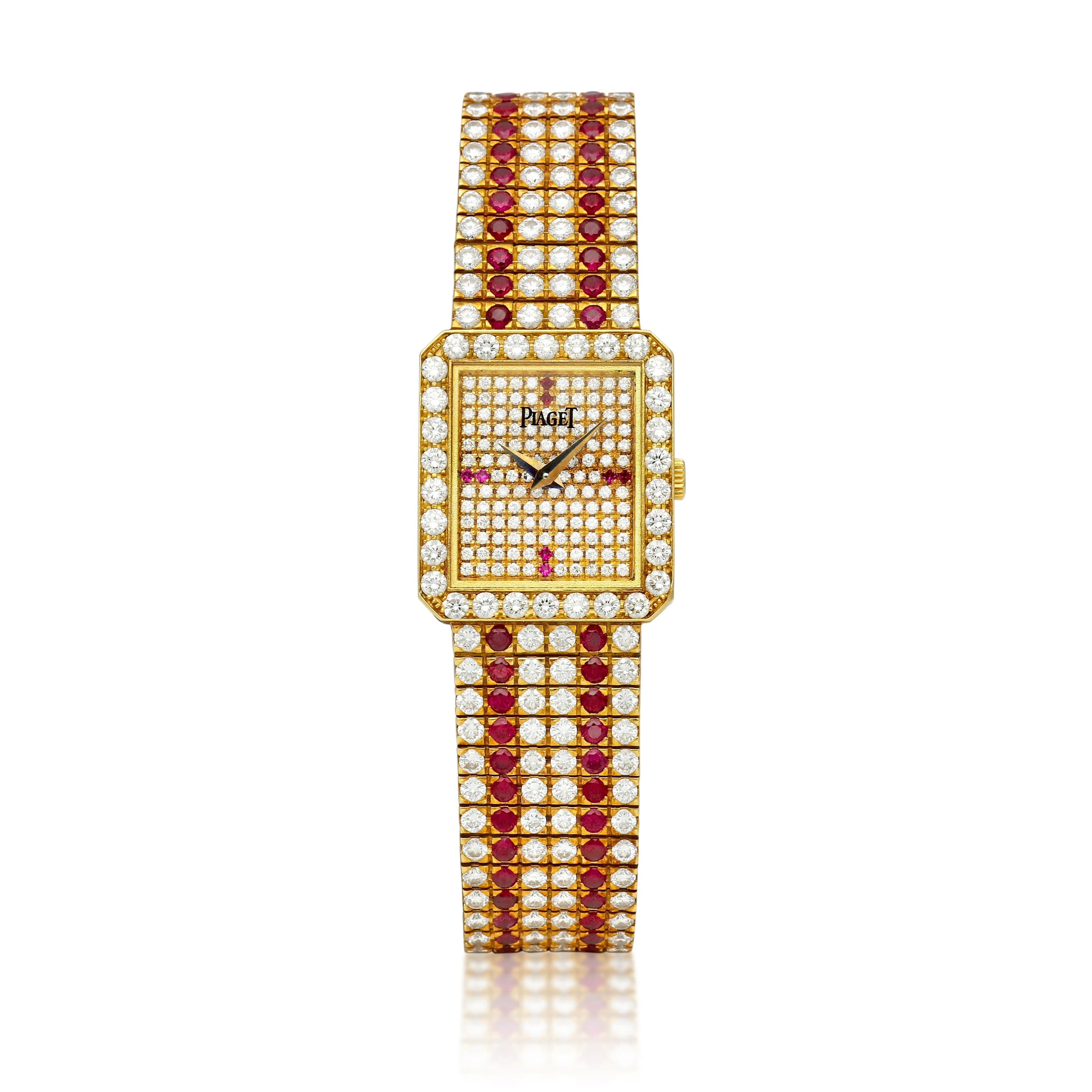 Protocole (Reference 83541). A yellow gold, ruby and diamond-set quartz