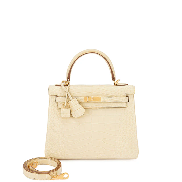 Vanille Matte Alligator Kelly 25 Retournè Gold Hardware, 2024