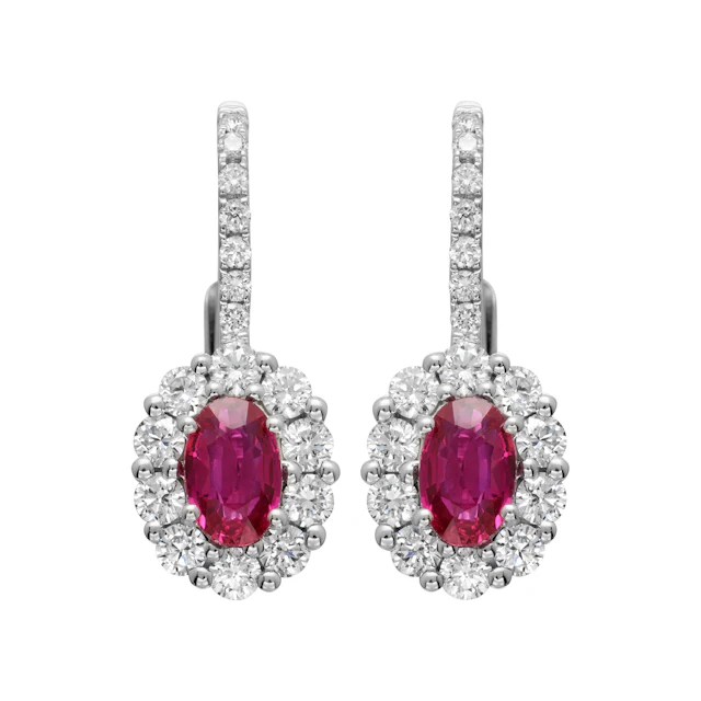 White Gold, 0.90ctw Ruby and Diamond Earrings