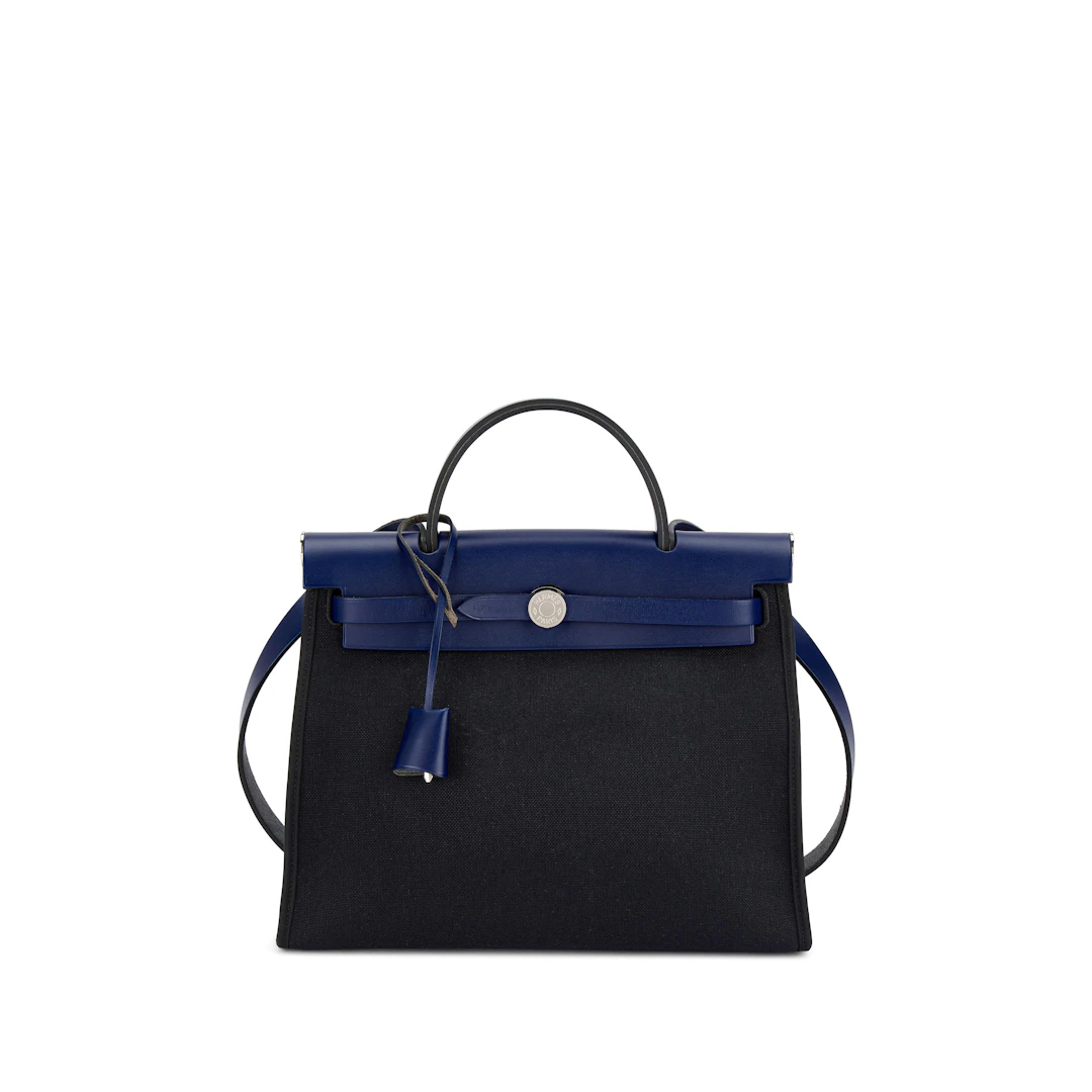 Bleu Saphir Vache Hunter and Black Toile Herbag Zip 31 Palladium Hardware, 2018