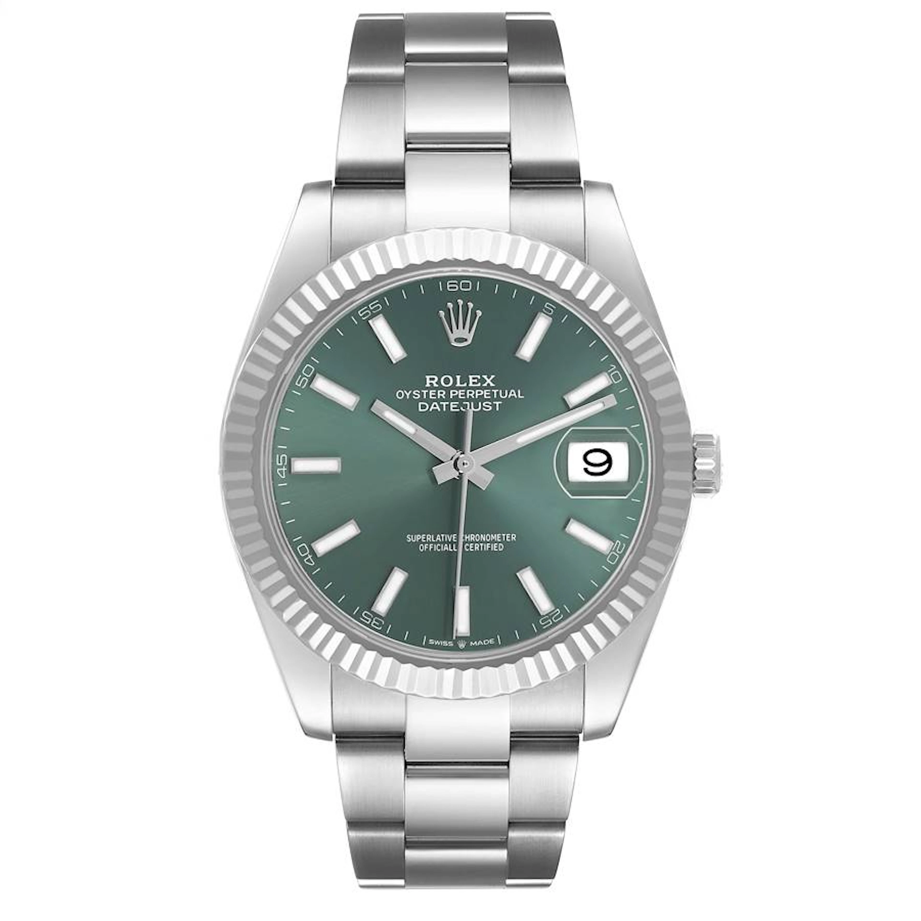 Datejust Mint Green Dial (Reference 126334). A 41mm stainless steel