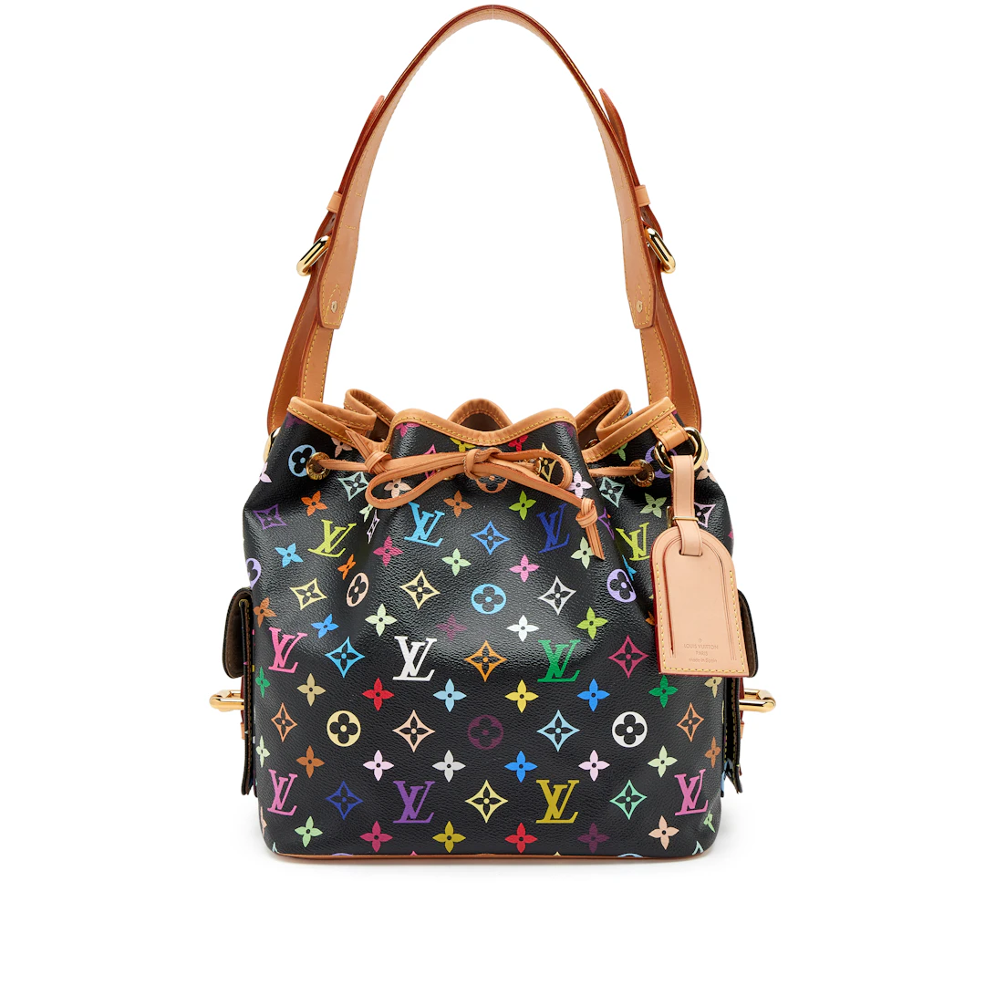 Takashi Murakami Black Multicolore Monogram Coated Canvas Petit Noe