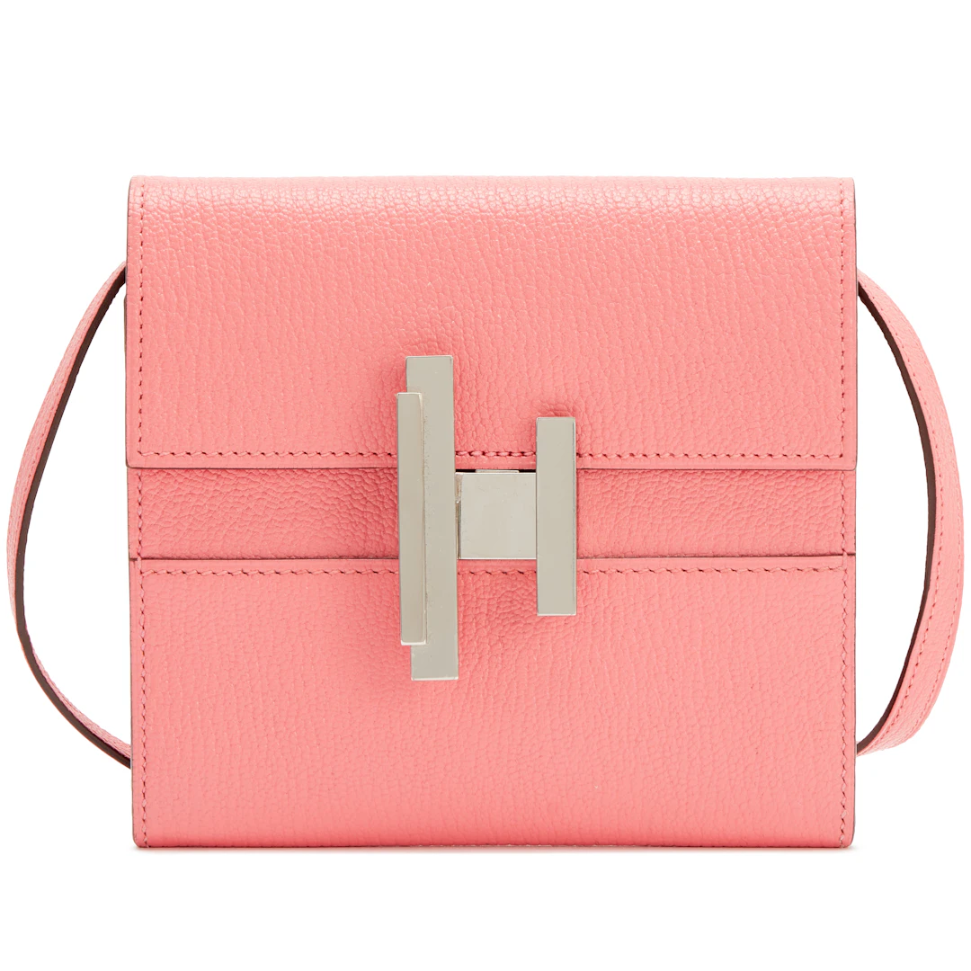 Rose Lipstick Chevre Mysore Cinhetic To Go Wallet on Strap Bag Palladium