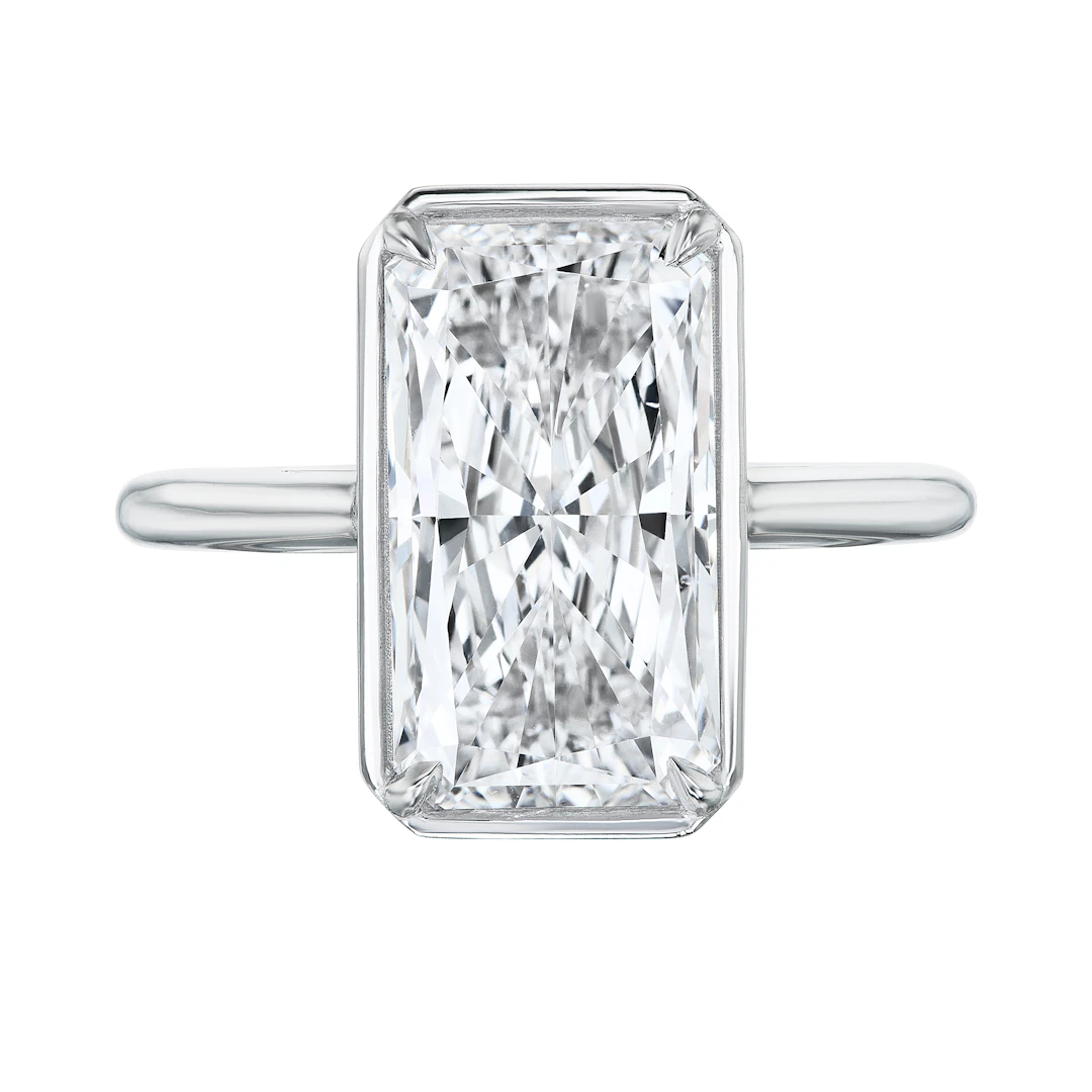 Platinum and 5.05ct Radiant Cut Diamond Solitaire Engagement Ring