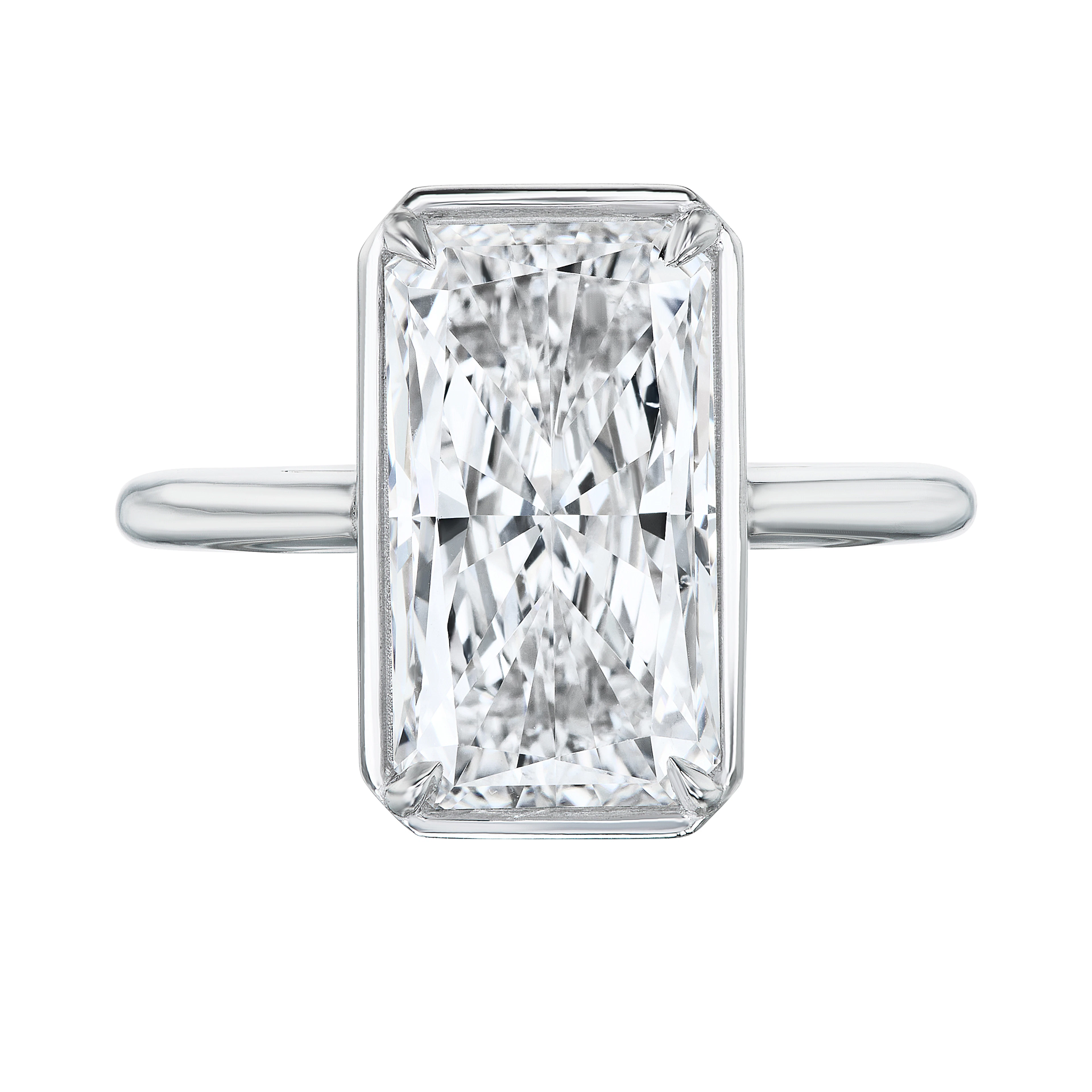 Platinum and 5.05ct Radiant Cut Diamond Solitaire Engagement Ring