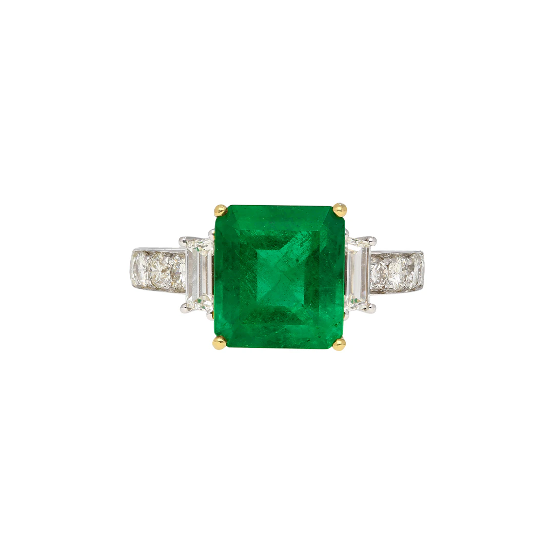 White Gold, Gold, 3.16ct Colombian Emerald and Diamond Ring