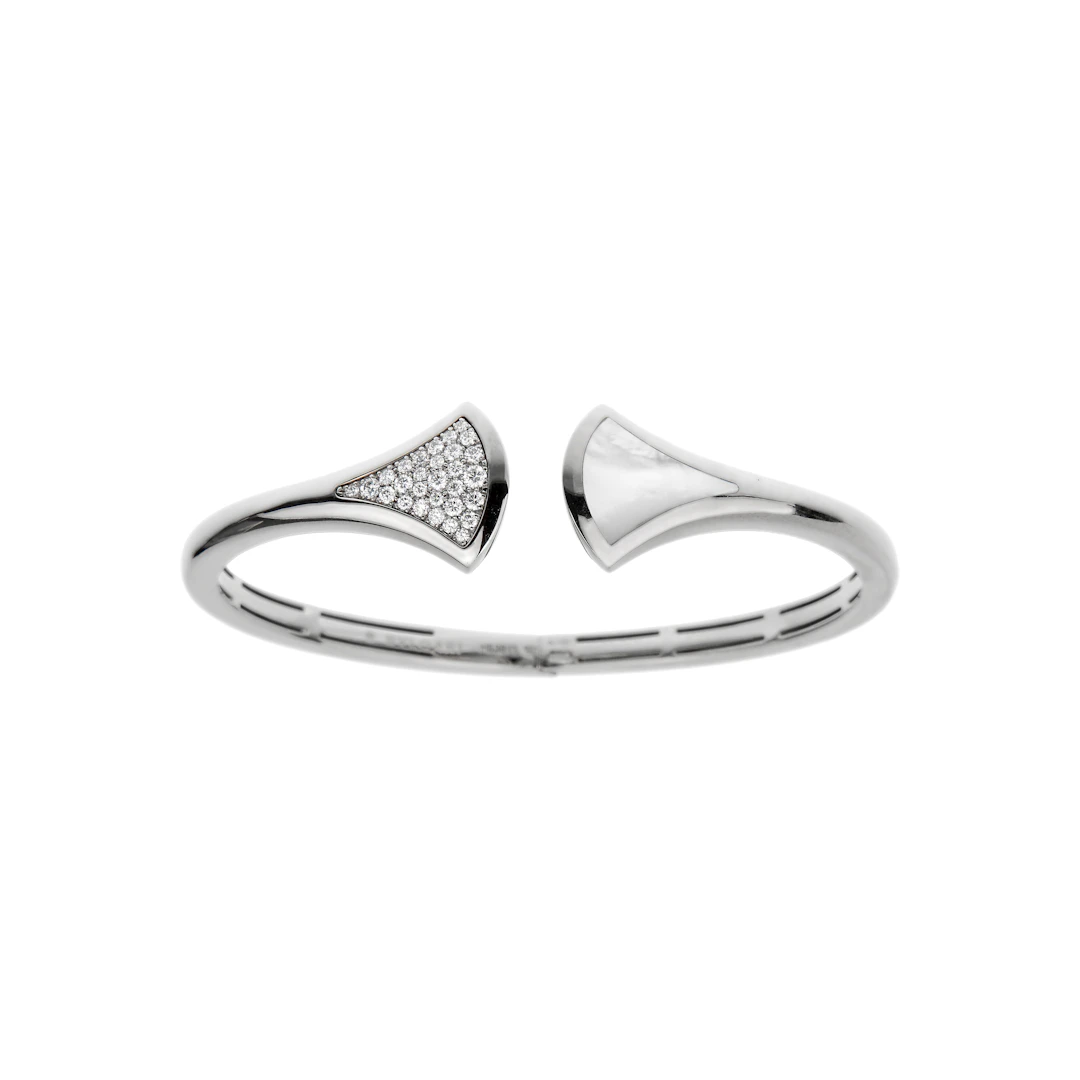 White Gold, Mother of Pearl and Diamond Diva's Dream Cuff Bracelet