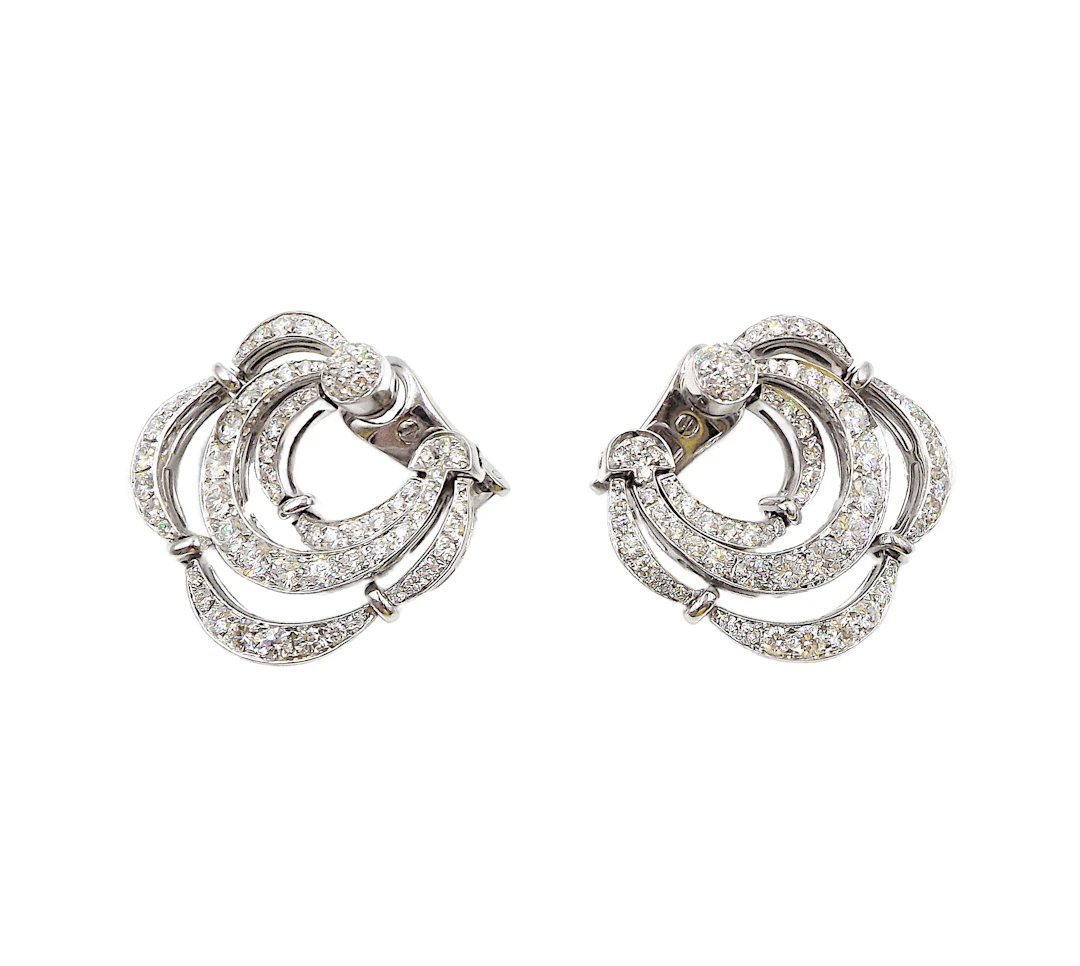 White Gold and Diamond Festoon Earclips