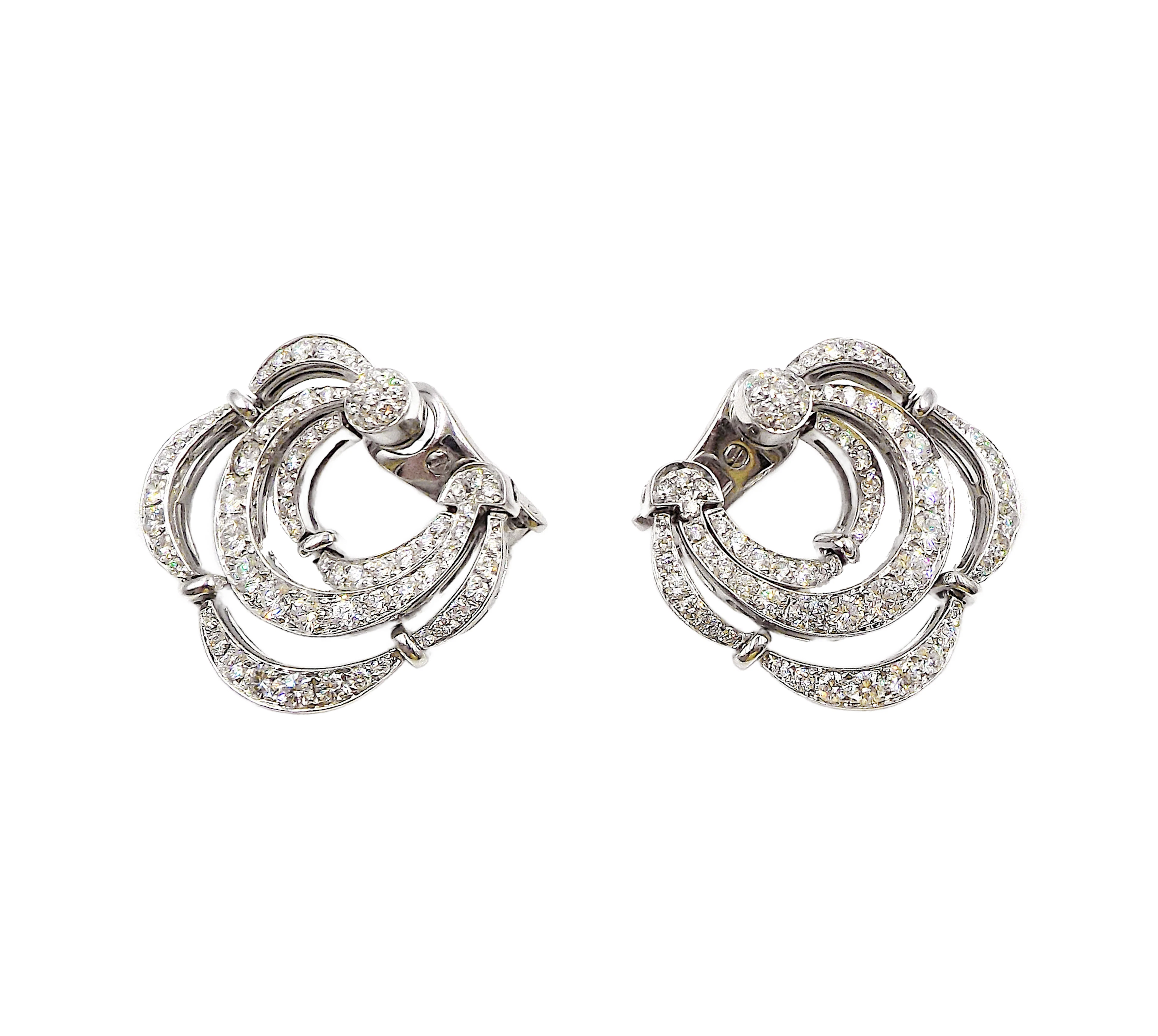 White Gold and Diamond Festoon Earclips