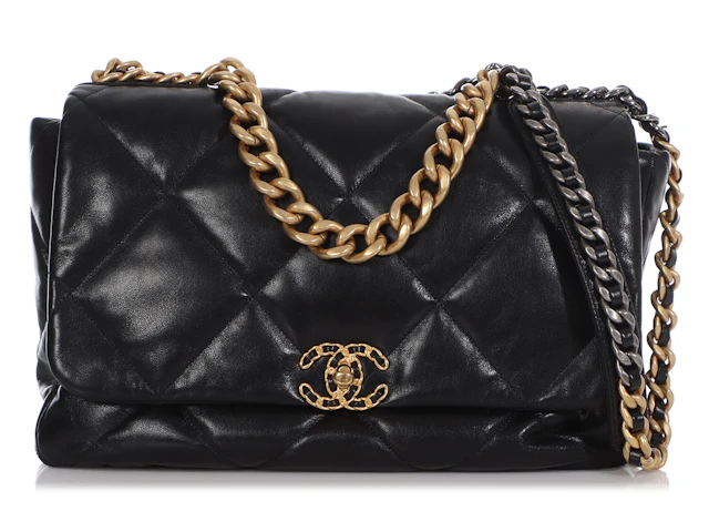 Black Quilted Goatskin Maxi 19 Flap Gold Silver and Ruthenium Hardware, 2021