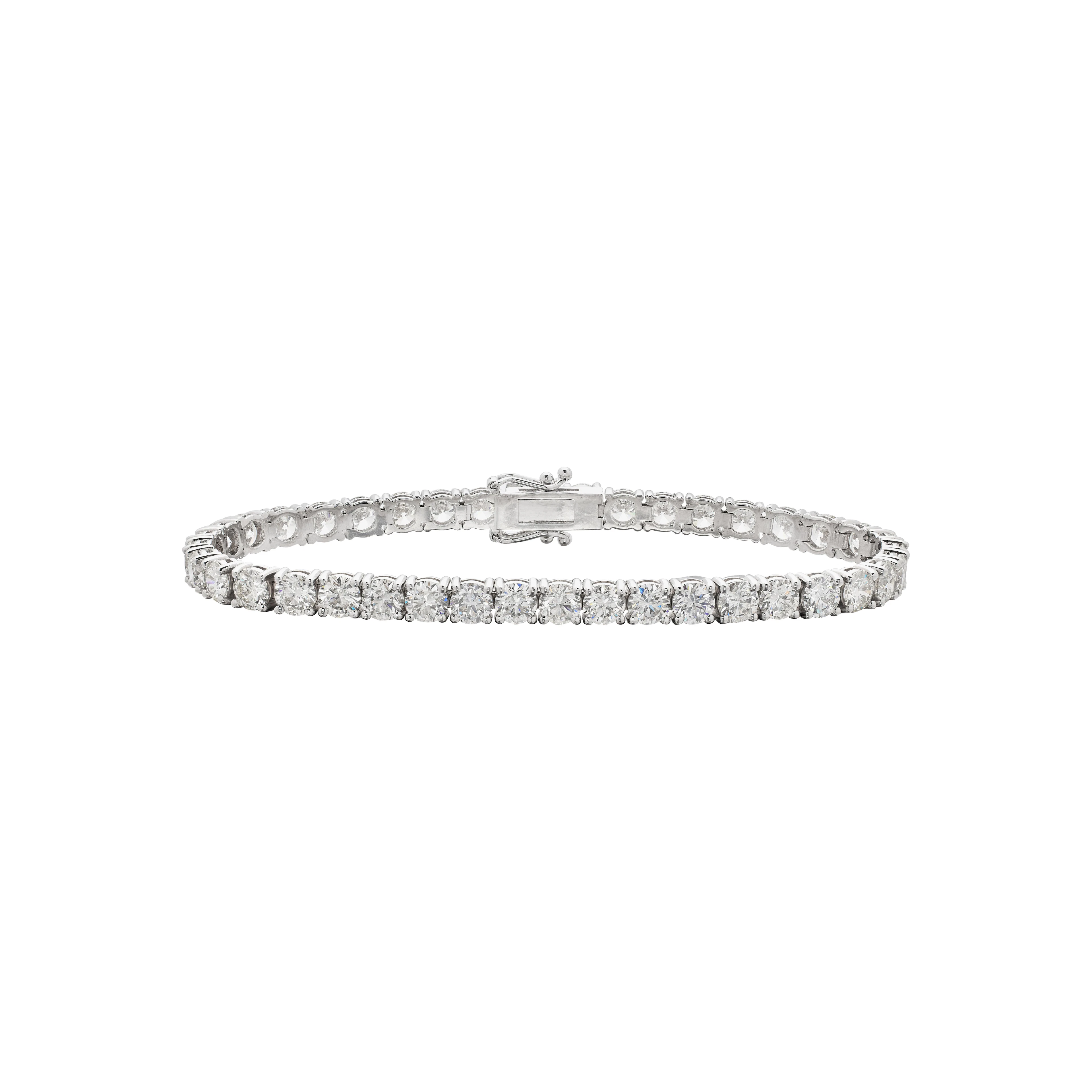 White Gold and 11.70ctw Round Briliant Cut Diamond Tennis Bracelet