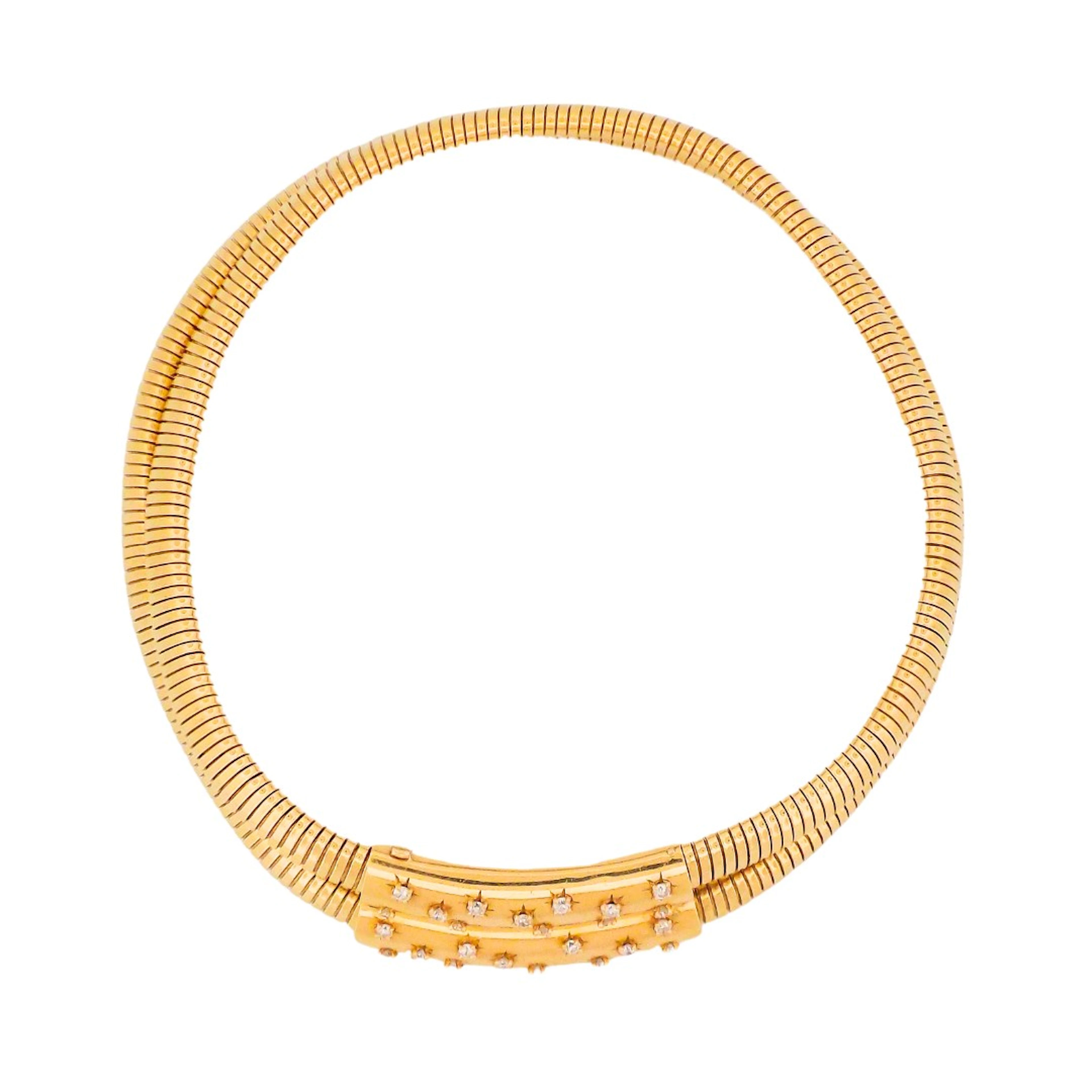 Vintage Gold and Diamond Tubogas Necklace