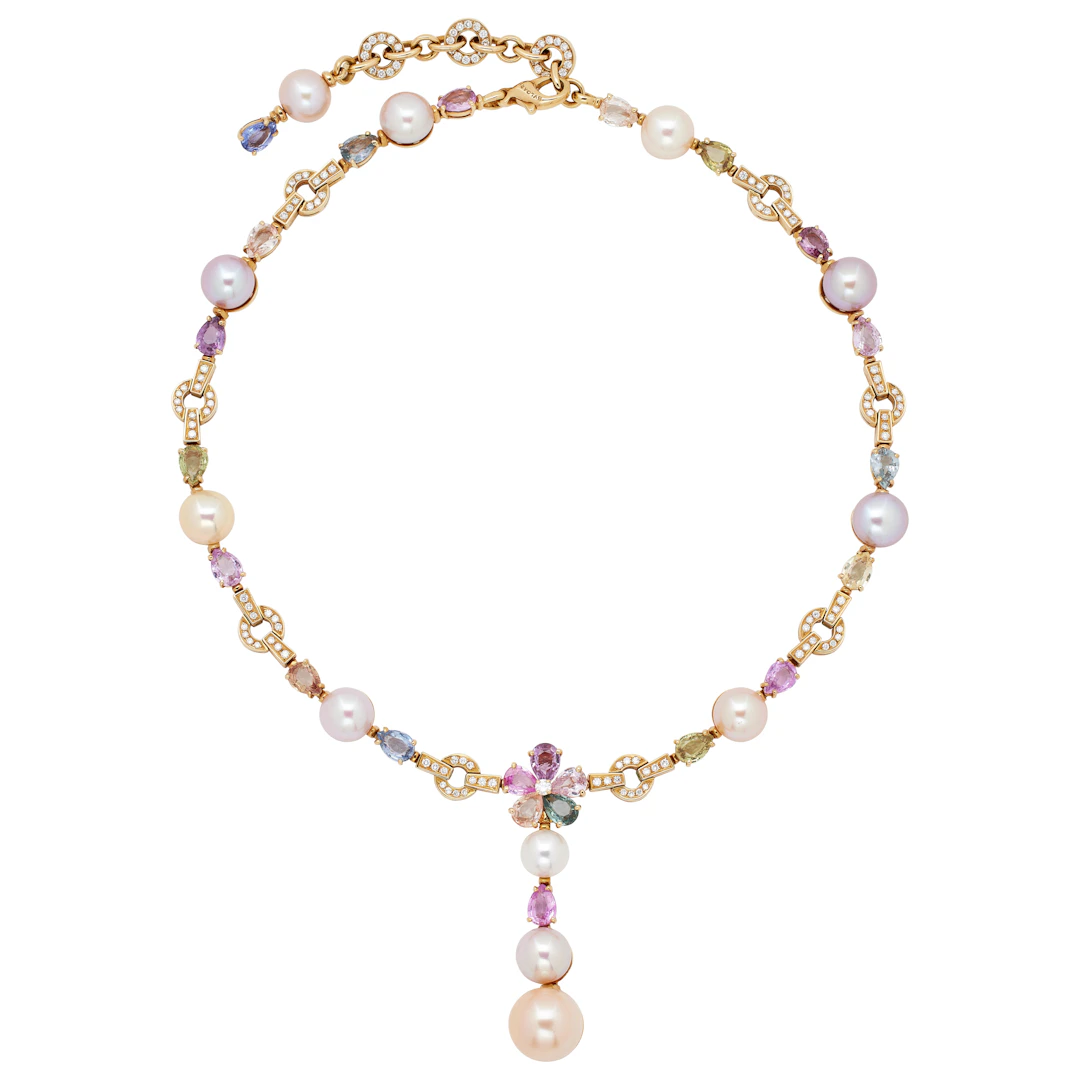 Bvlgari Gold, Multigem, Cultured Pearl and Diamond Flora Necklace