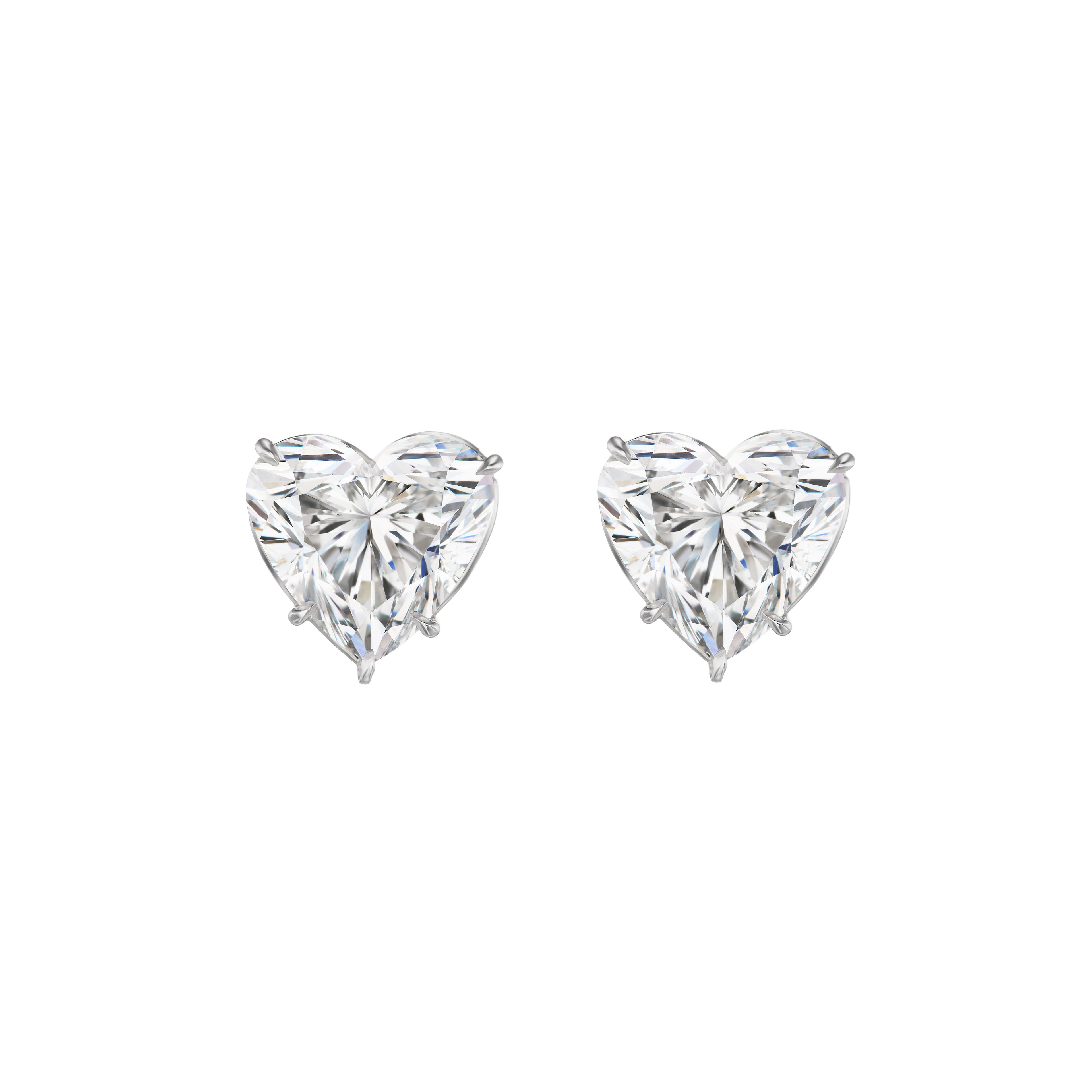 Platinum and 6.02ctw Heart Shape Diamond Stud Earrings