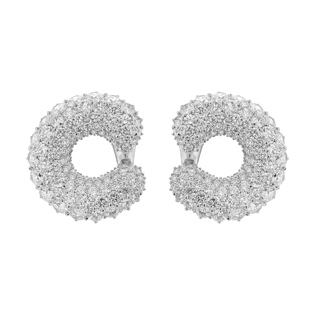 Platinum, White Gold and Diamond Circular Earclips