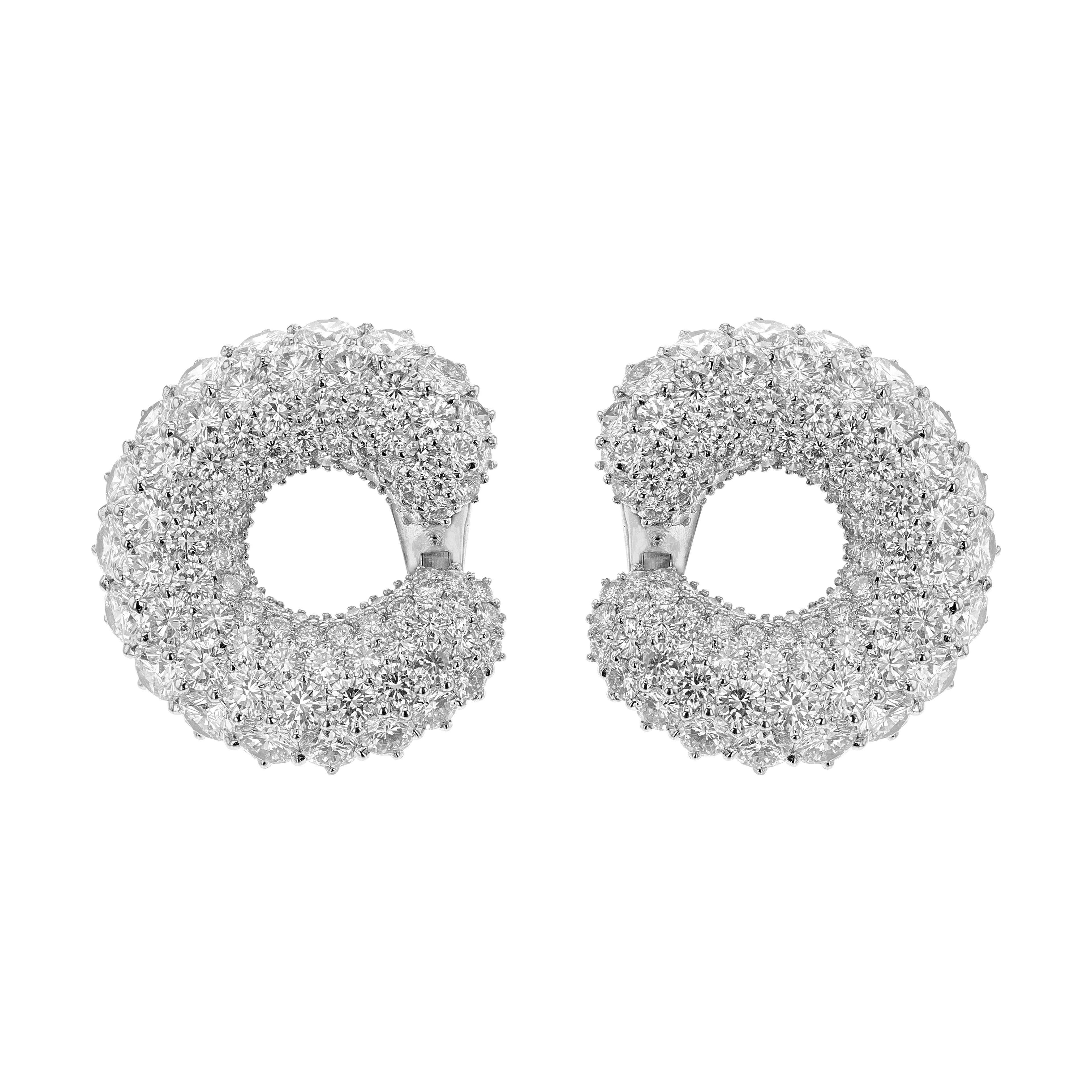 Platinum, White Gold and Diamond Circular Earclips