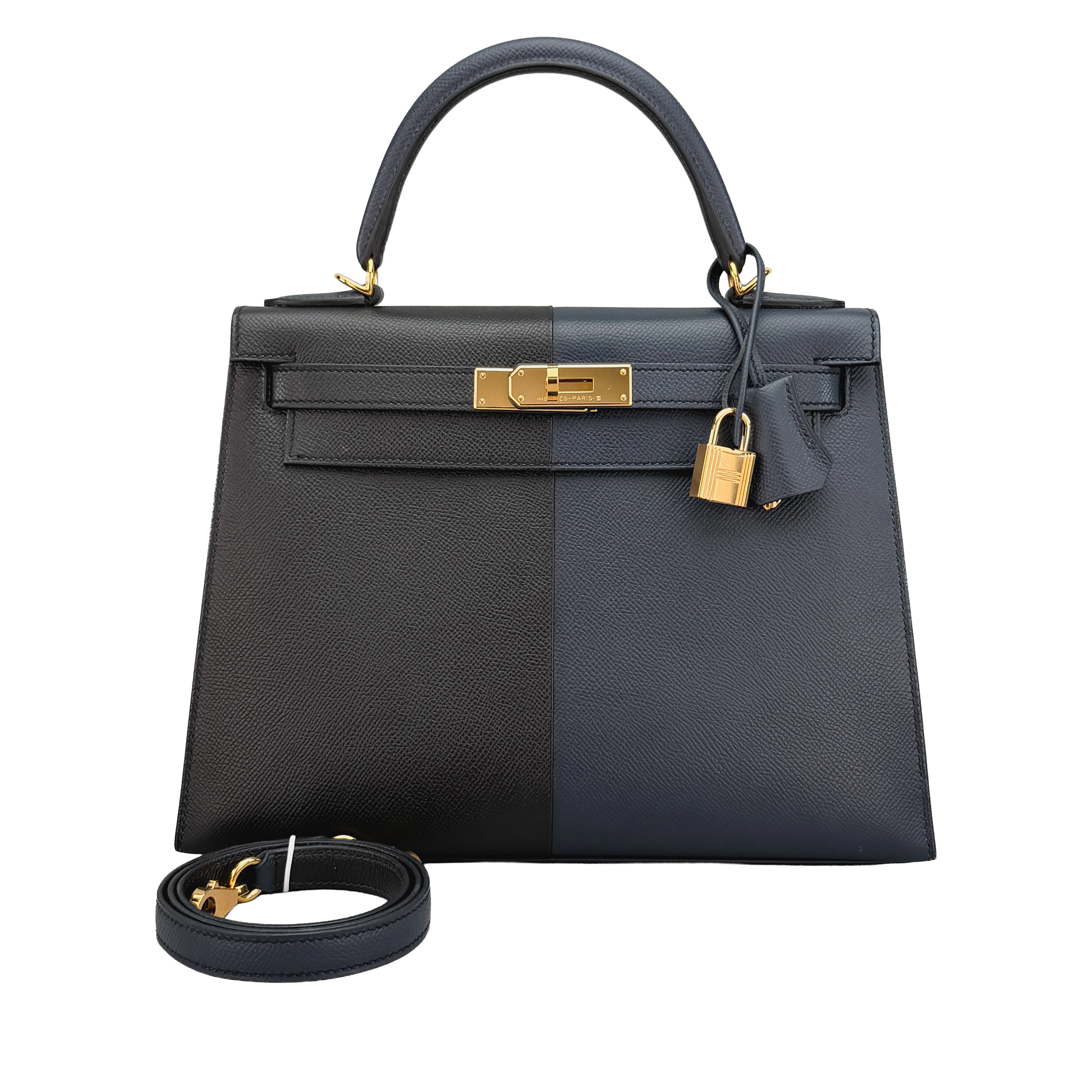 Black, Bleu Indigo and Bleu Frida Tri-Color Epsom Casaque Sellier