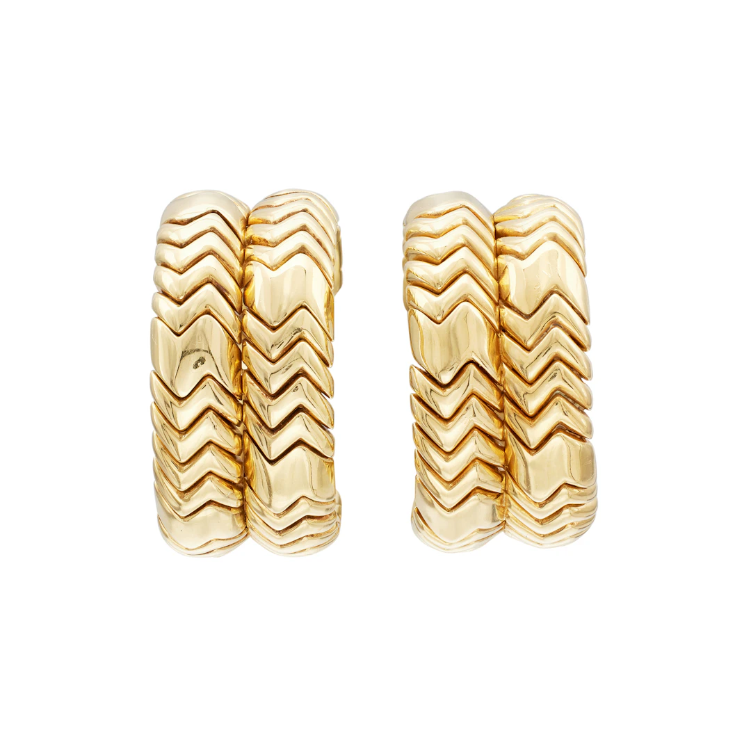 Gold Spiga Double Hoop Earclips