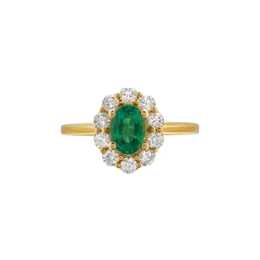 Gold, 0.65ct Emerald and Diamond Ring