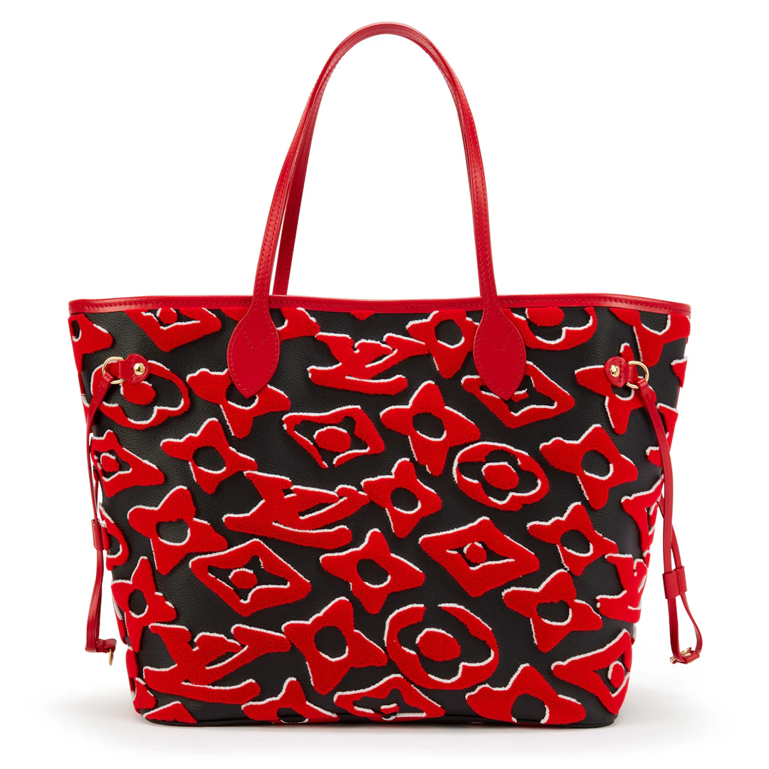 Red, White, and Black Tufted Monogram Canvas LVxUF Neverfull MM Gold