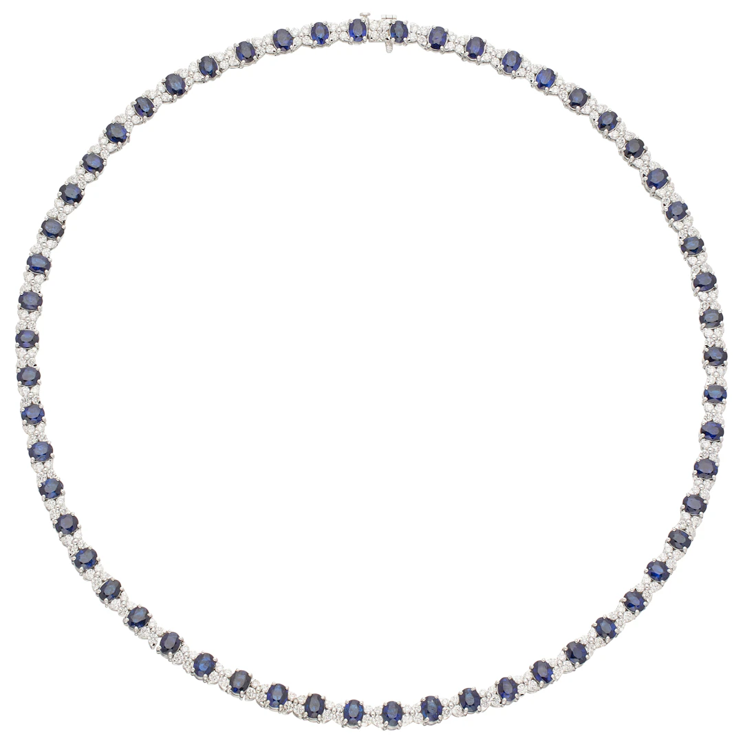 White Gold, 24.75ctw Sapphire and Diamond Necklace