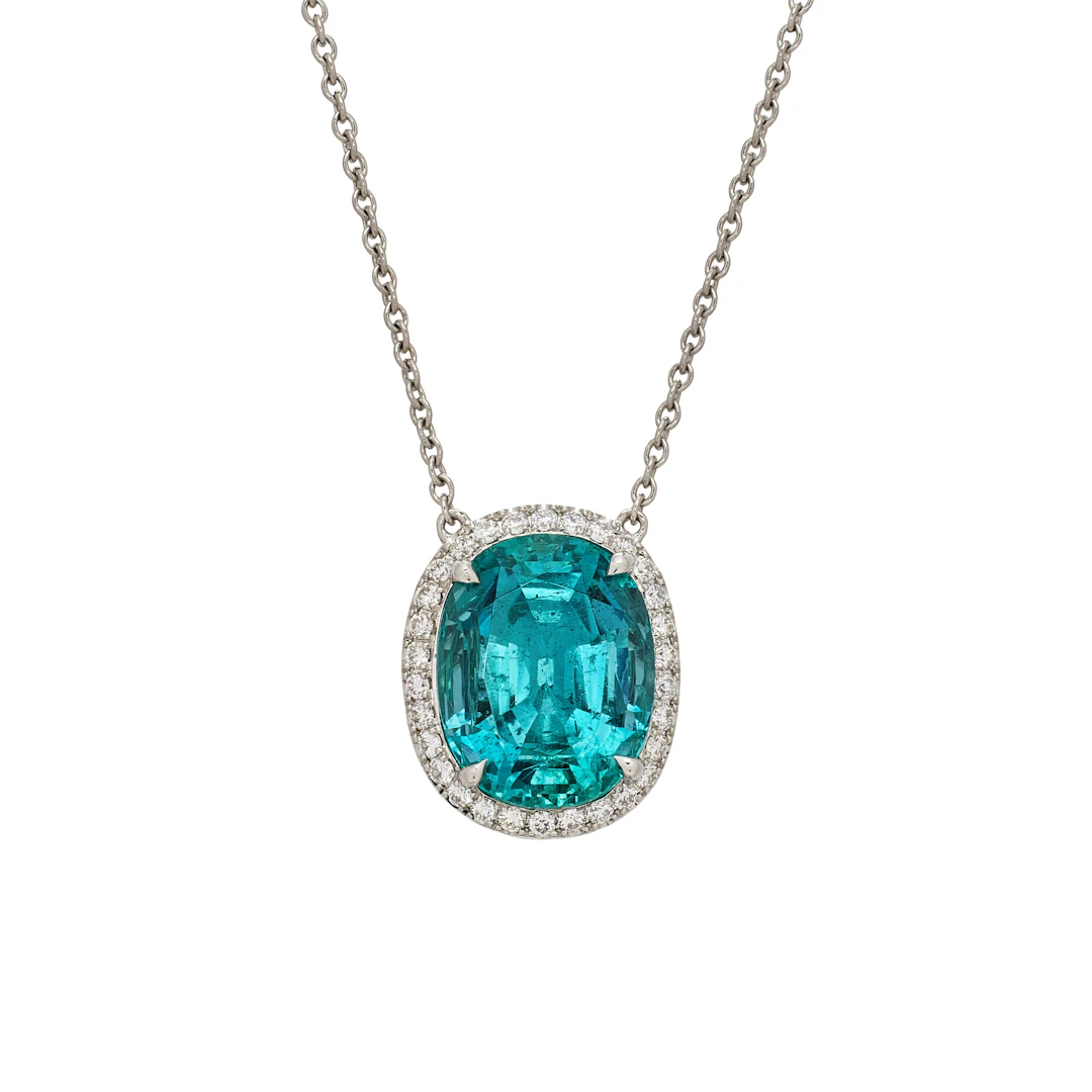 Platinum, 4.83ct Aquamarine and Diamond Pendant Necklace