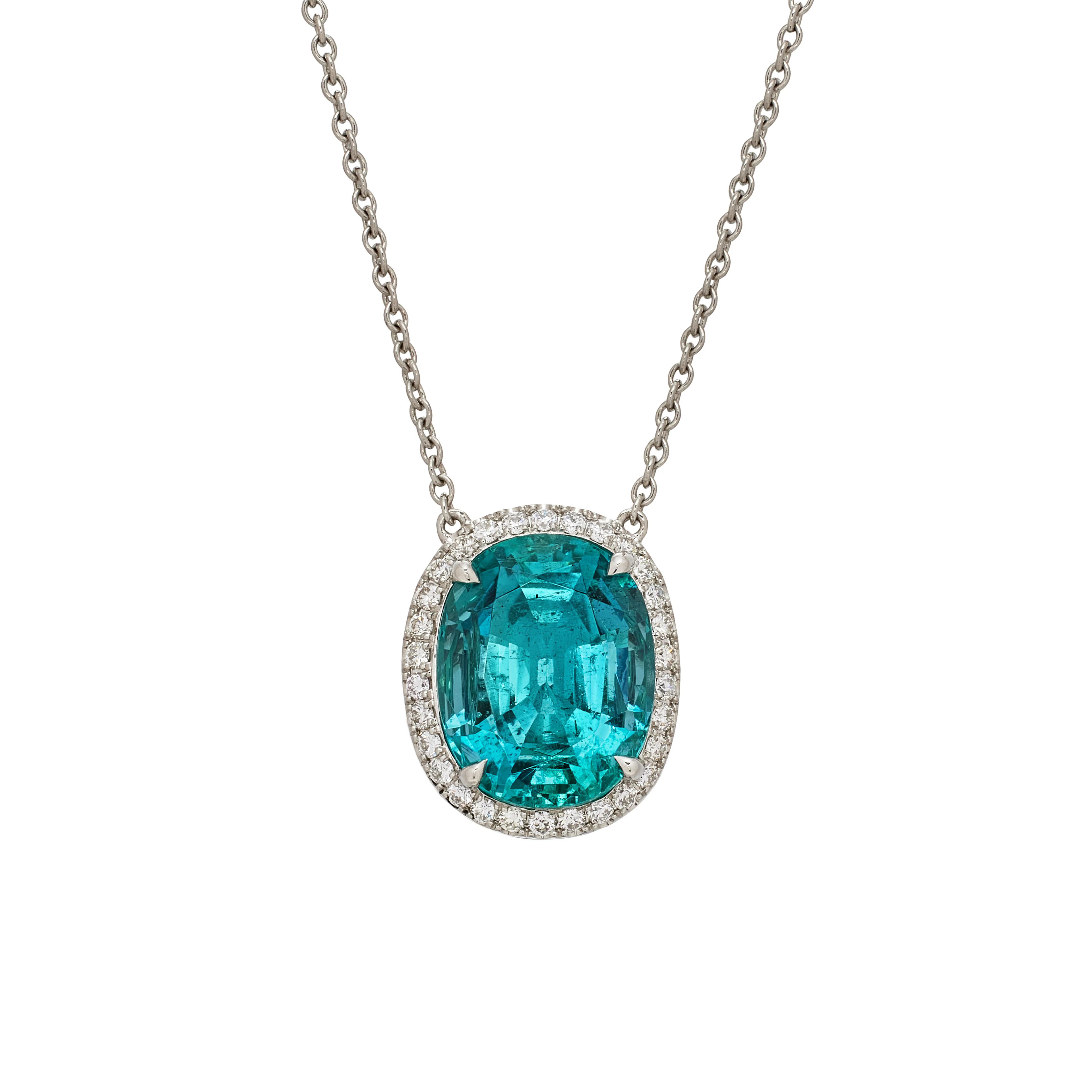 Platinum, 4.83ct Aquamarine and Diamond Pendant Necklace