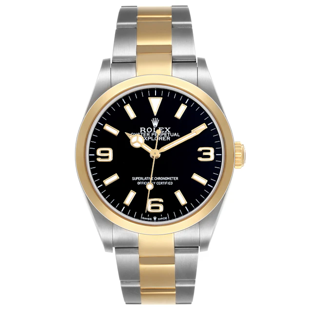 Explorer (Reference 124273). A 36mm stainless steel yellow gold automatic