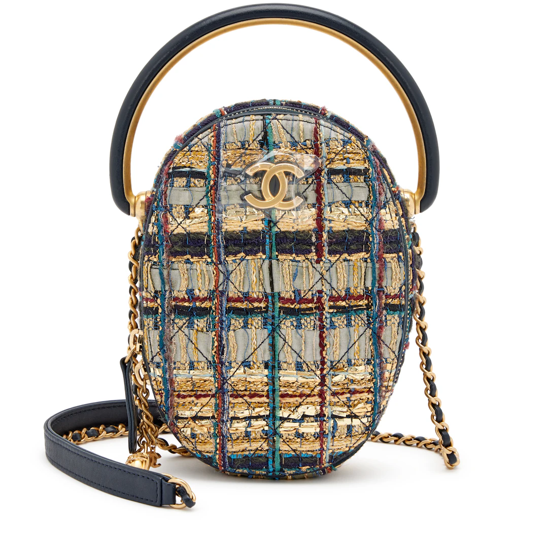 Gold and Navy Tweed Metiers D'Art Paris-Egypt Top Handle Case Aged