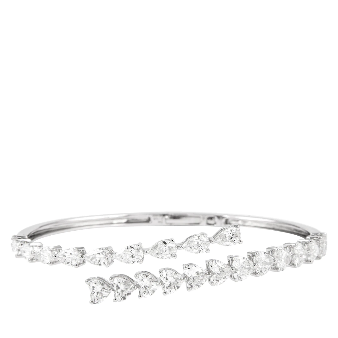 White Gold and 6.50ct Diamond Bypass Bangle Bracelet